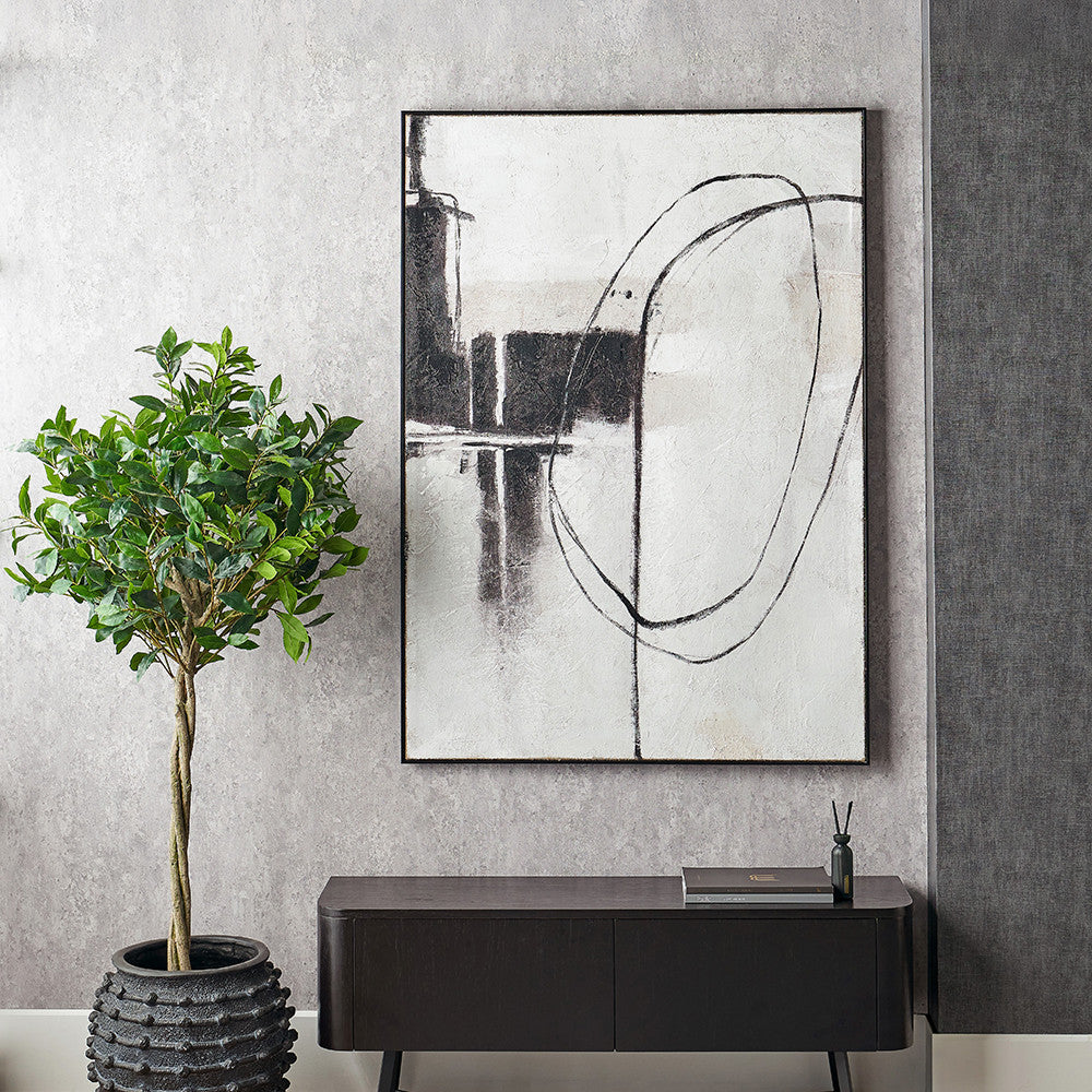 Monochrome Abstract Canvas with Black Frame - Image 5