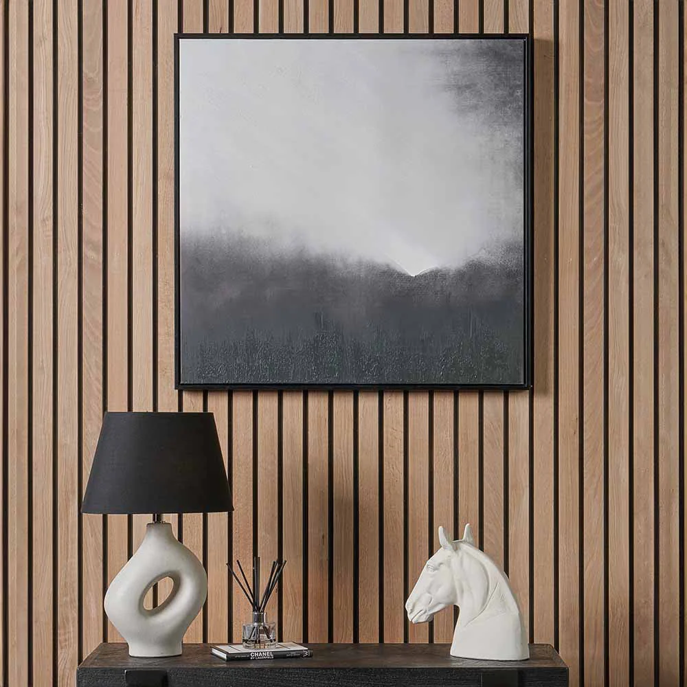 Monochrome Abstract Square Canvas with Black Frame - Image 5