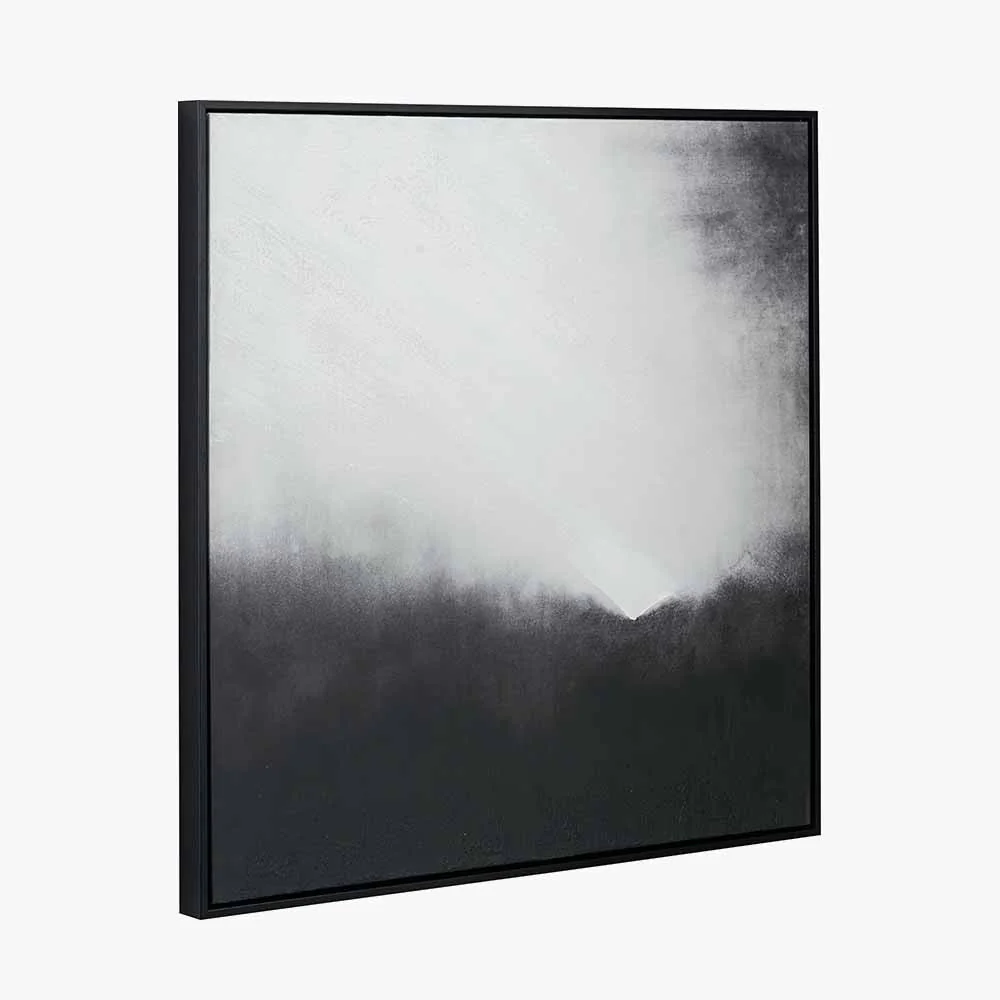 Monochrome Abstract Square Canvas with Black Frame - Image 6