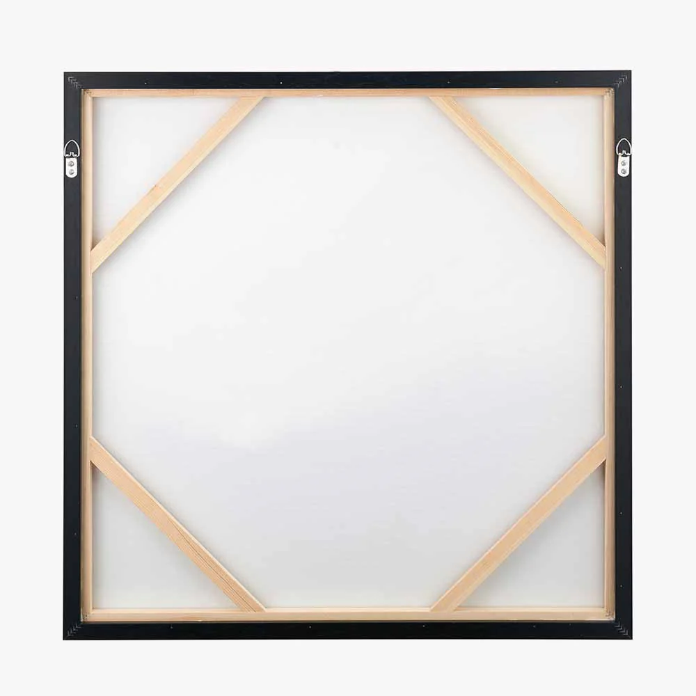 Monochrome Abstract Square Canvas with Black Frame - Image 7