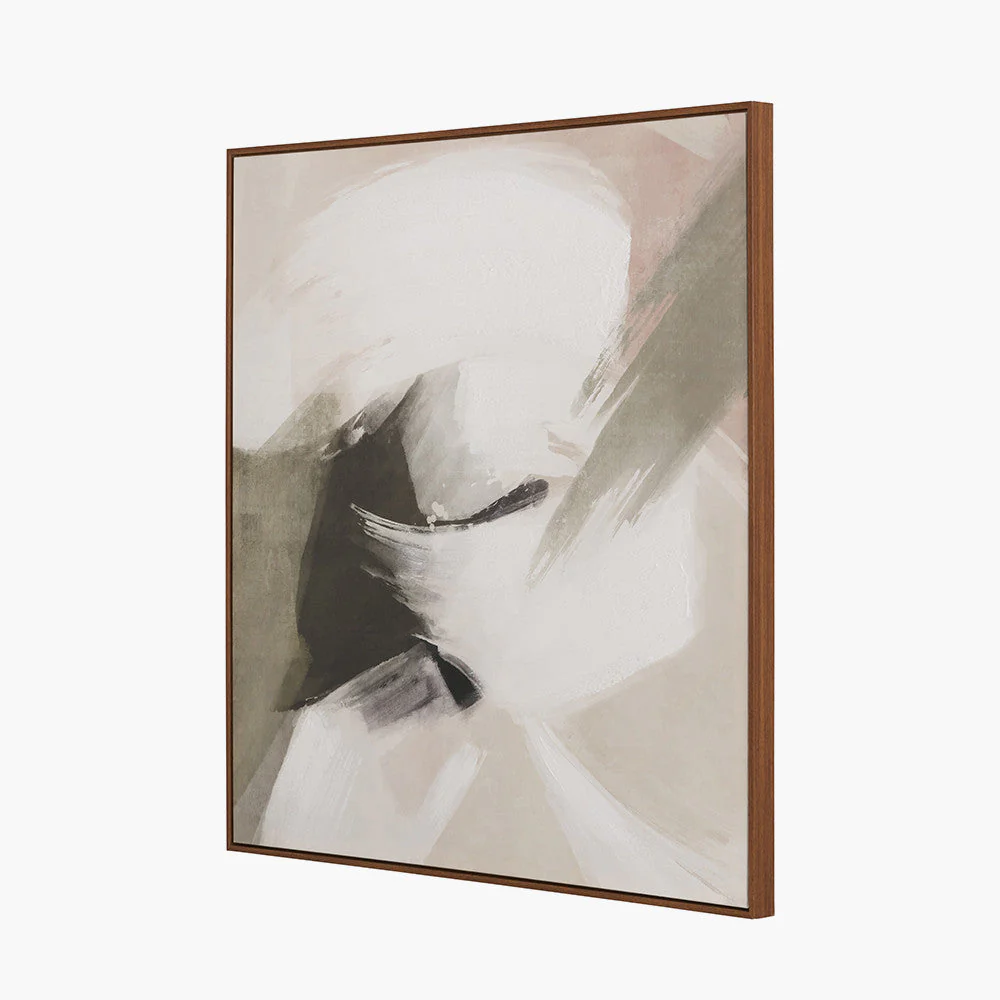 Monochrome Abstract Square Canvas with Oak Effect Frame - Image 6