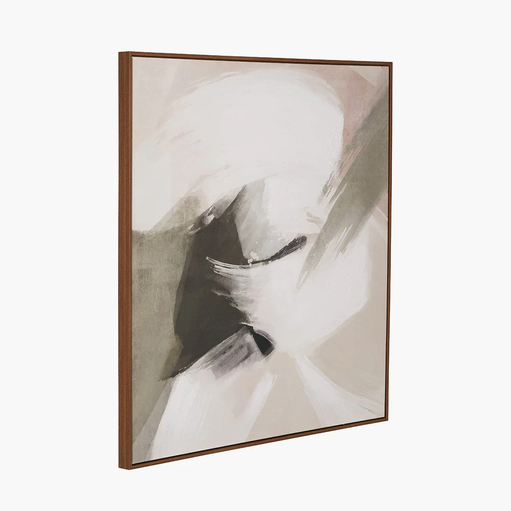 Monochrome Abstract Square Canvas with Oak Effect Frame - Image 7