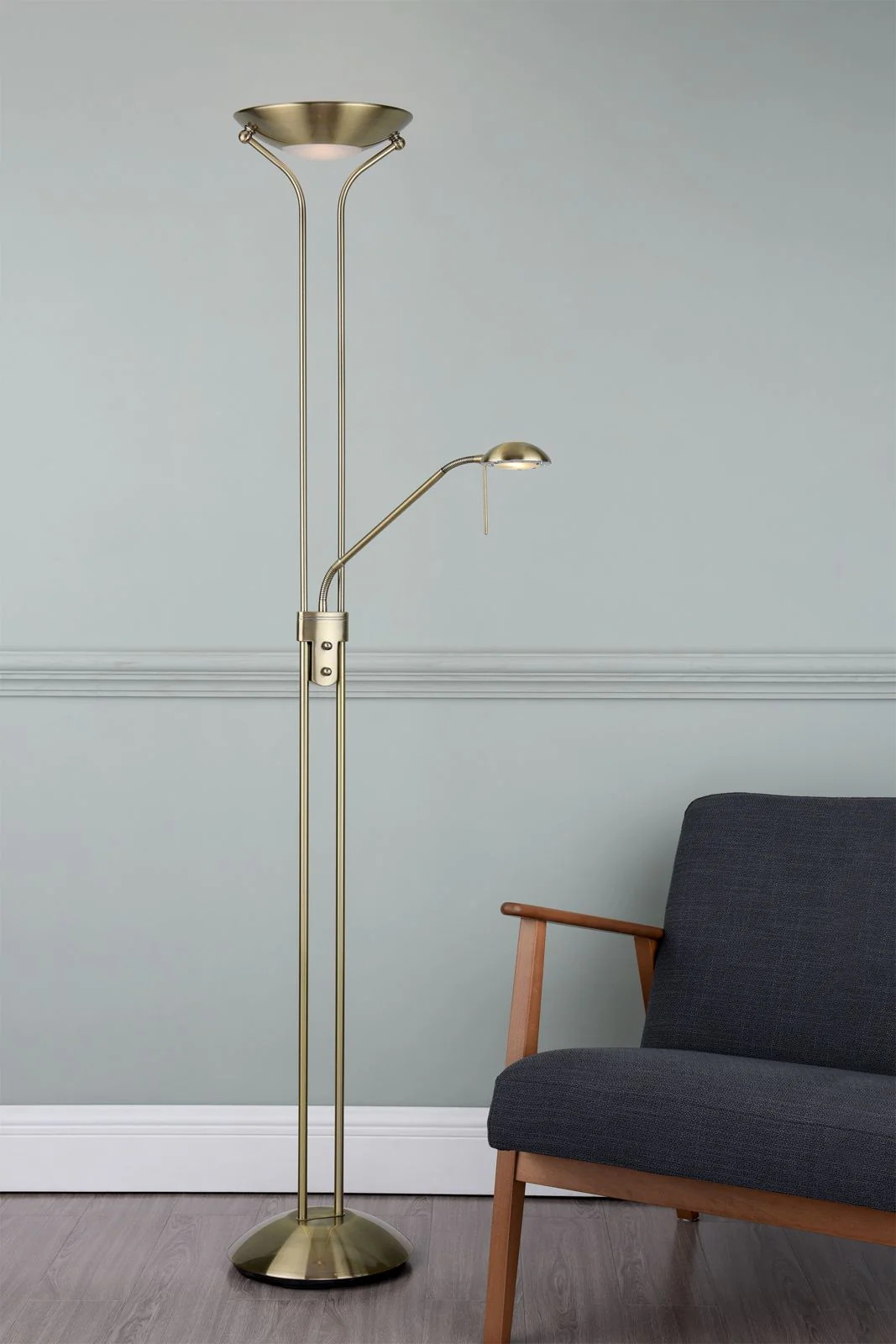 Montana Floor Lamp Antique Brass/Satin Chrome - Image 5