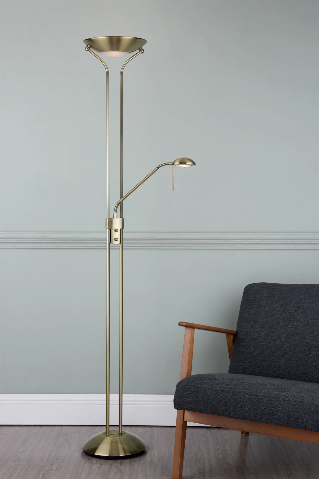 Montana Floor Lamp Antique Brass/Satin Chrome - Image 6