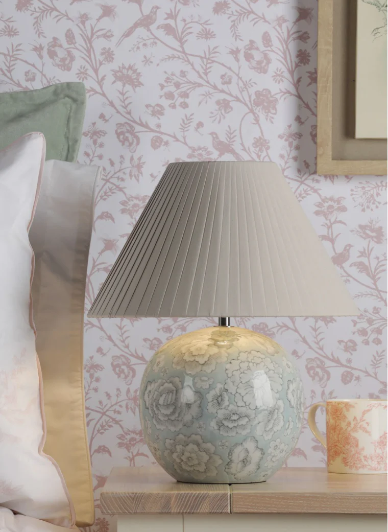 Montford Table Lamp- Blue Ceramic With Shade - Image 4