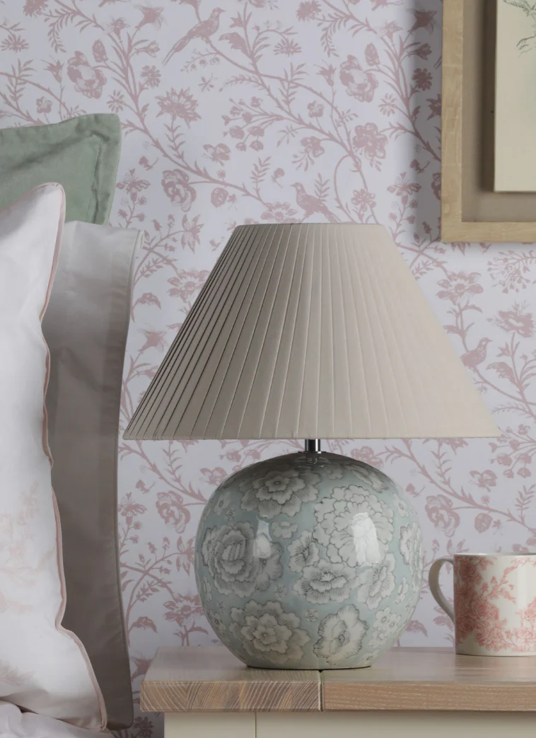 Montford Table Lamp- Blue Ceramic With Shade - Image 5