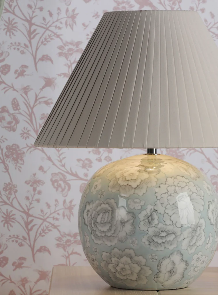 Montford Table Lamp- Blue Ceramic With Shade - Image 6