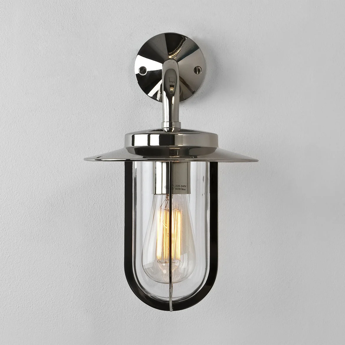 Montparnasse Outdoor Wall Light IP44 - Bronze/ Polished Nickel - Image 5