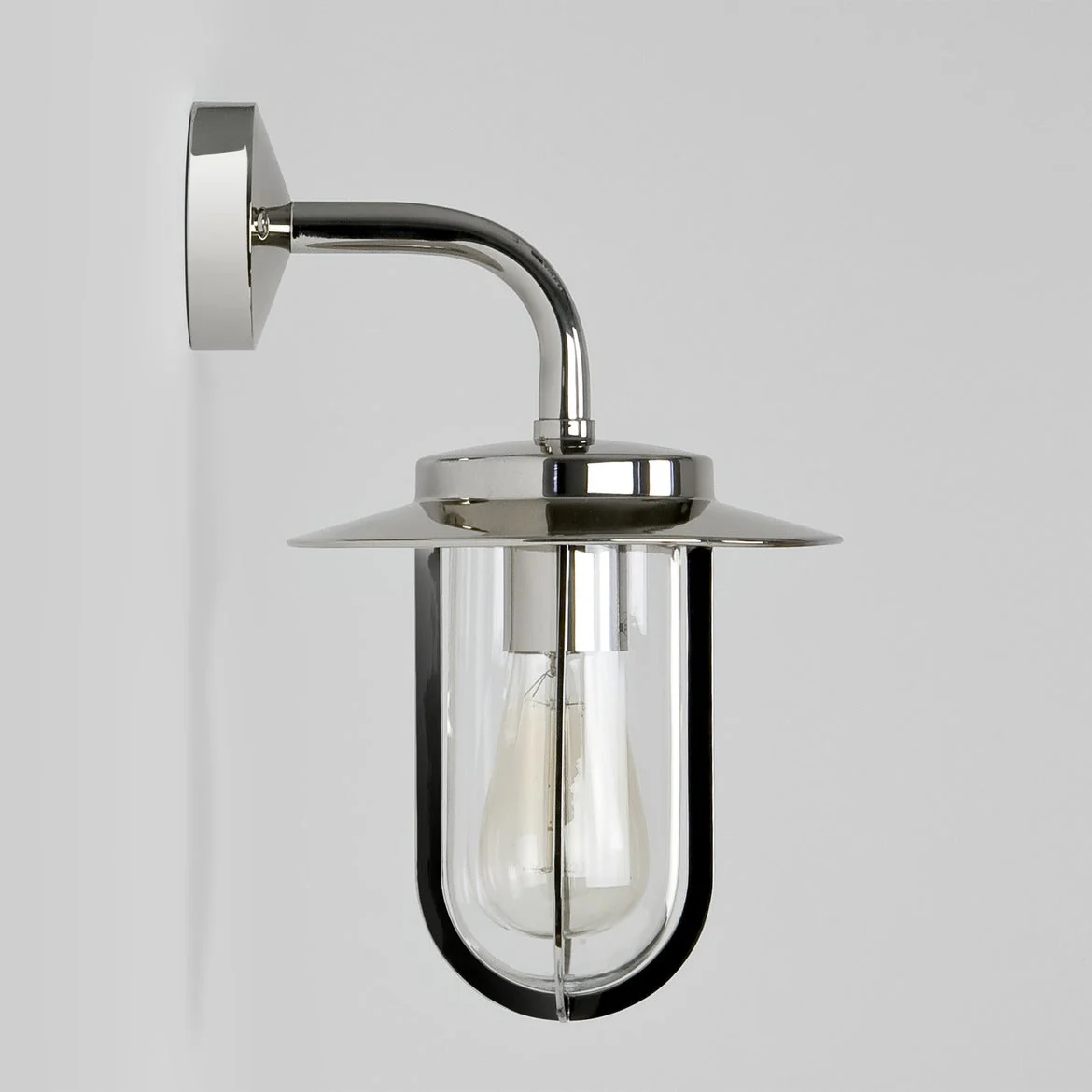 Montparnasse Outdoor Wall Light IP44 - Bronze/ Polished Nickel - Image 6