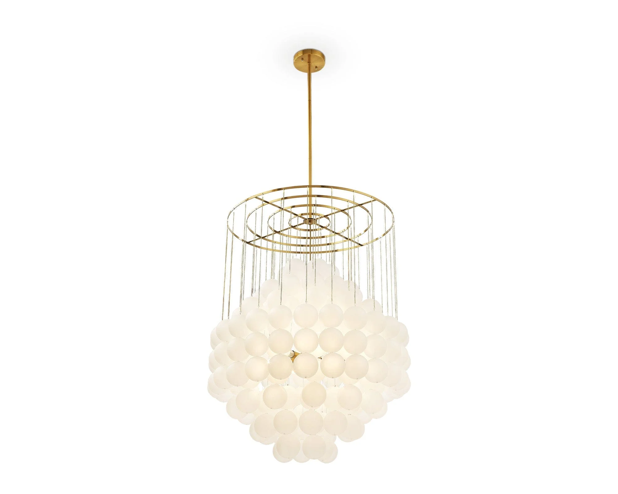 Moon Chandelier - Antique Brushed Brass &amp; Frosted Glass E14 - Image 3
