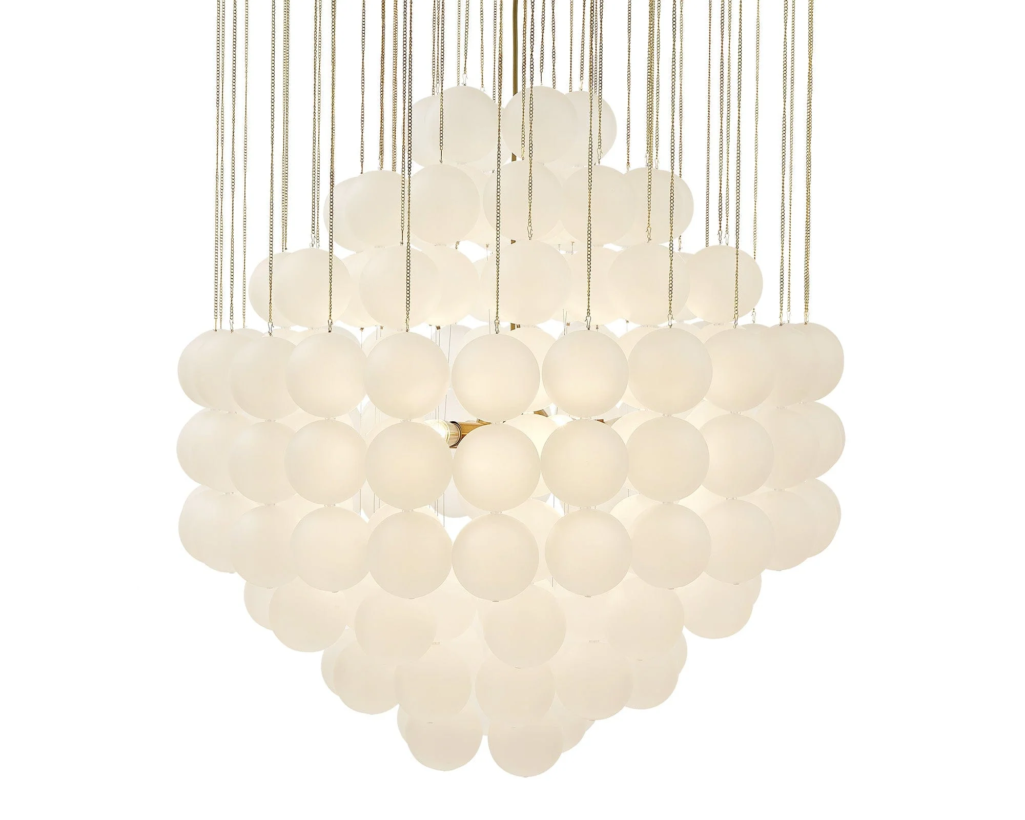 Moon Chandelier - Antique Brushed Brass &amp; Frosted Glass E14 - Image 4
