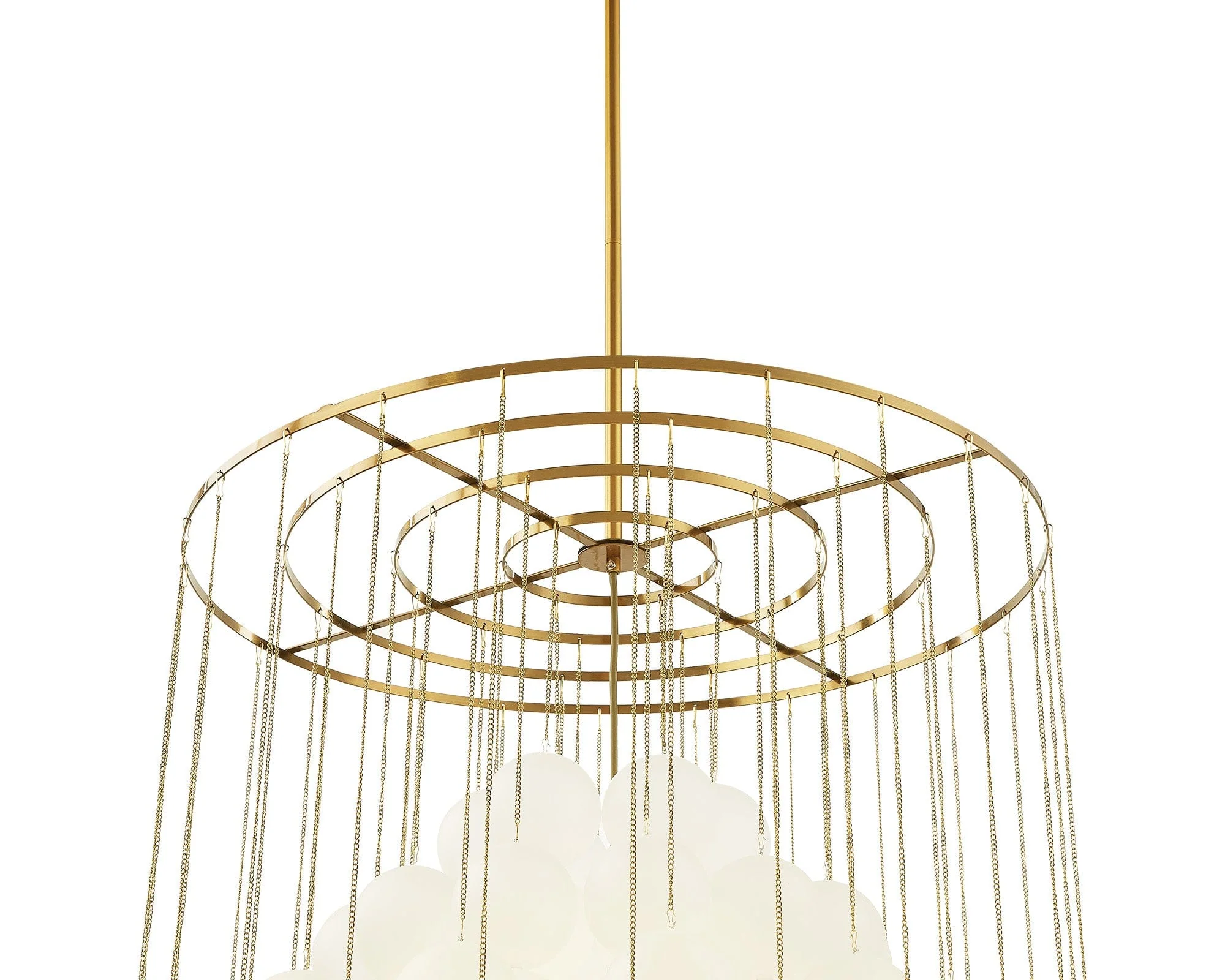 Moon Chandelier - Antique Brushed Brass &amp; Frosted Glass E14 - Image 5
