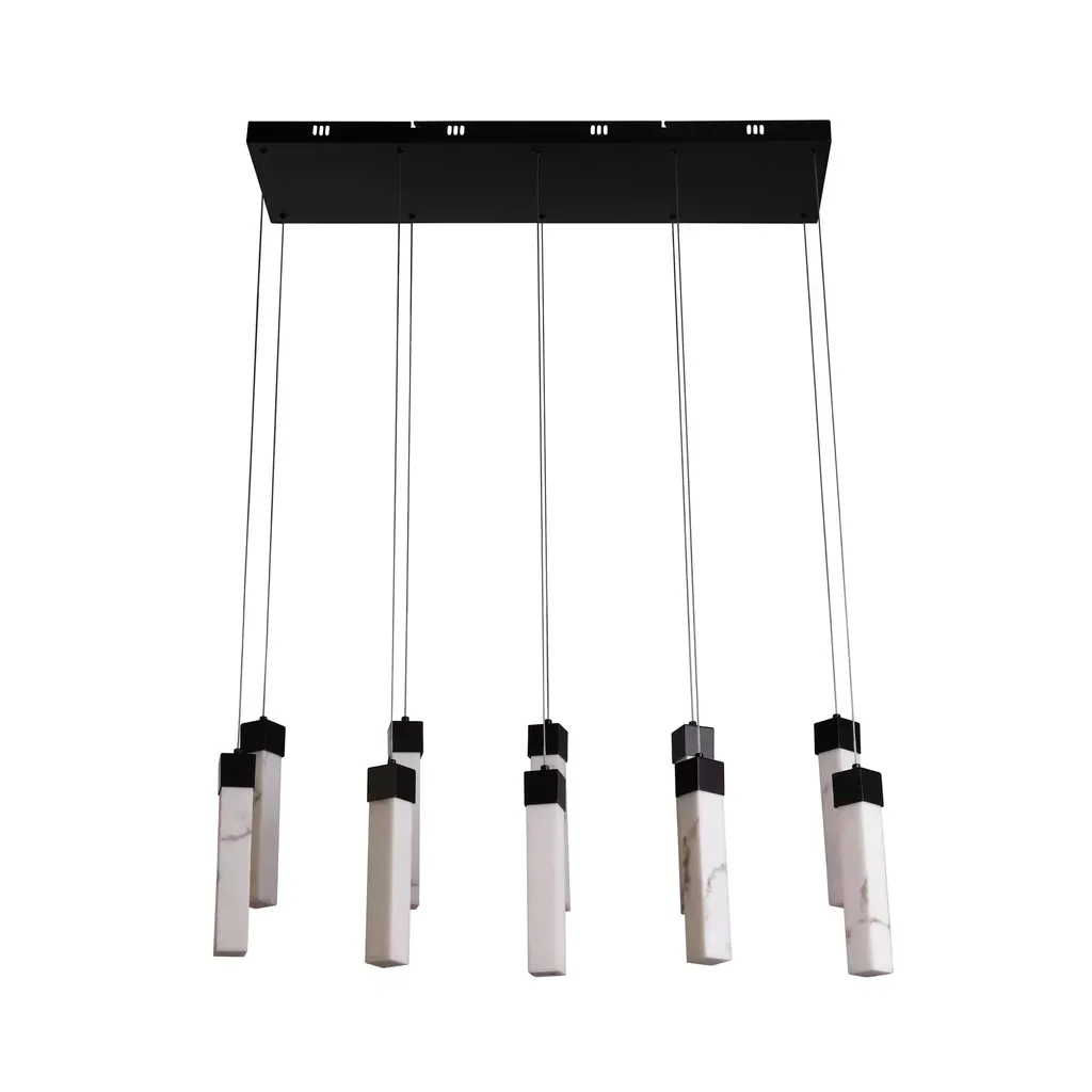 Moonbeam 10Lt Pendant- Black Metal & Marbleised Resin - Image 5