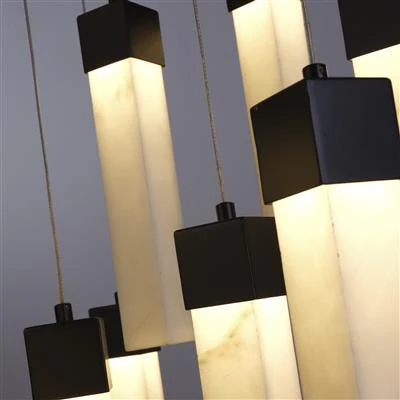 Moonbeam 13Lt Cluster Ceiling Light-  Black Metal & Marbleised Resin - Image 3