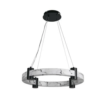 Moonbeam LED Pendant- Black Metal & Marbleised Resin - Image 2