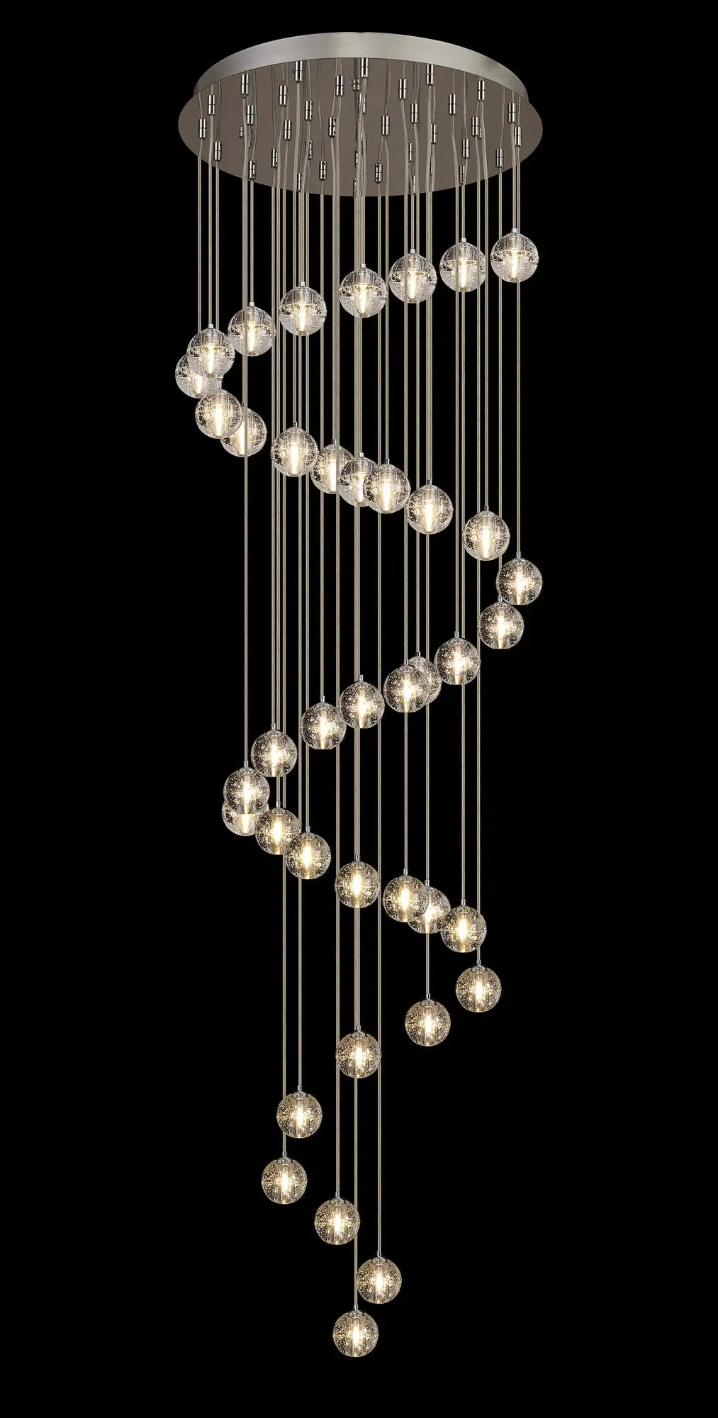 Ripon 62cm 40 Light G9 Bubble Glass 10 x 6m Round Multiple Pendant Polished Chrome / Clear Glass - Image 14