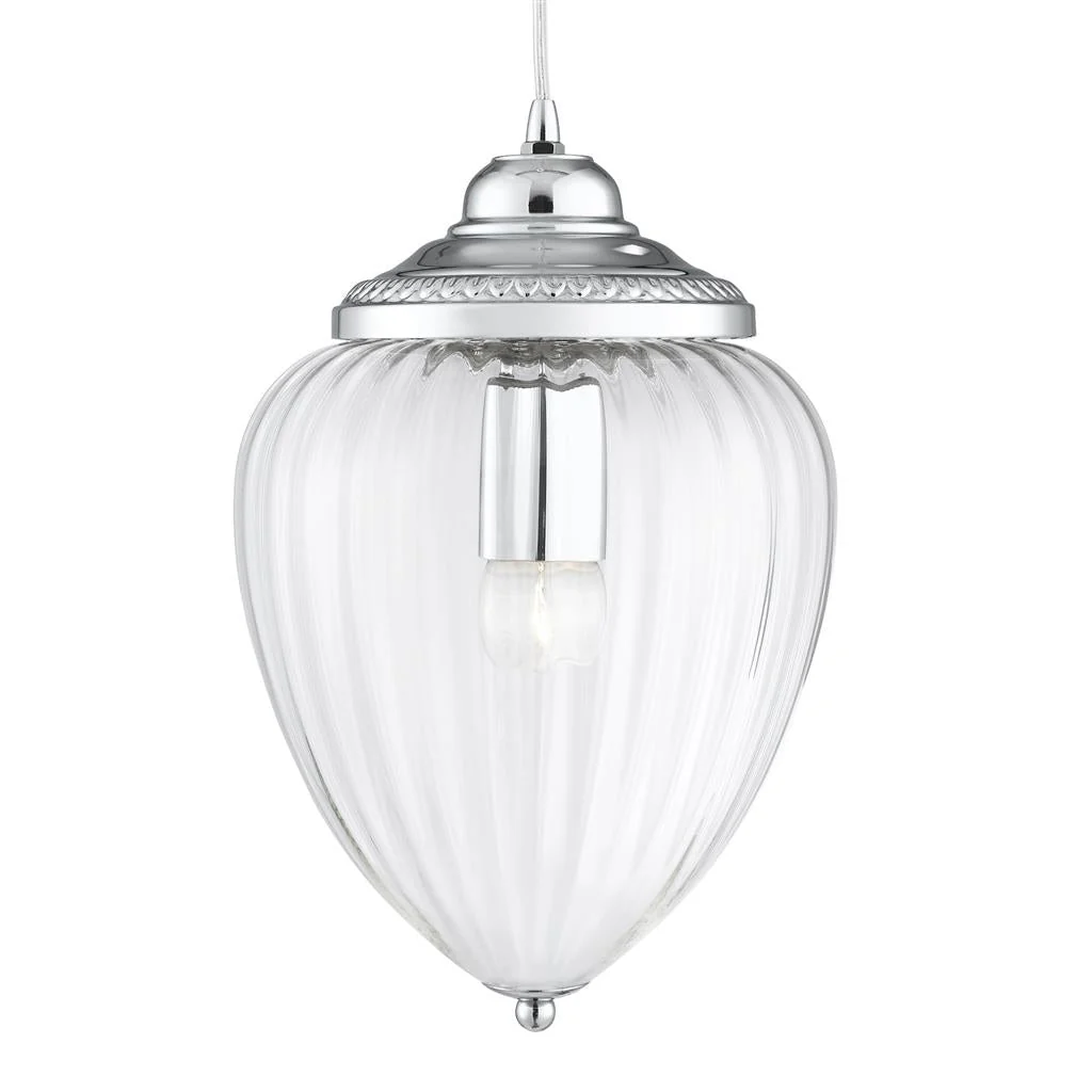 Moscow Pendant - Antique Brass/Chrome Metal & Ribbed Glass - Image 4