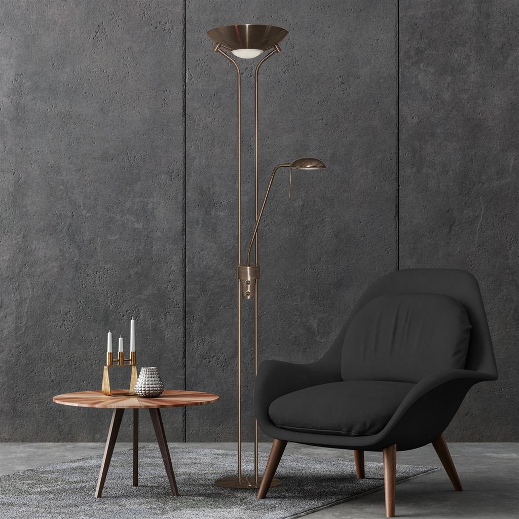 Mother & Child Floor Lamp - Antique Brass/Satin Silver Metal & Glass R7S - Image 3
