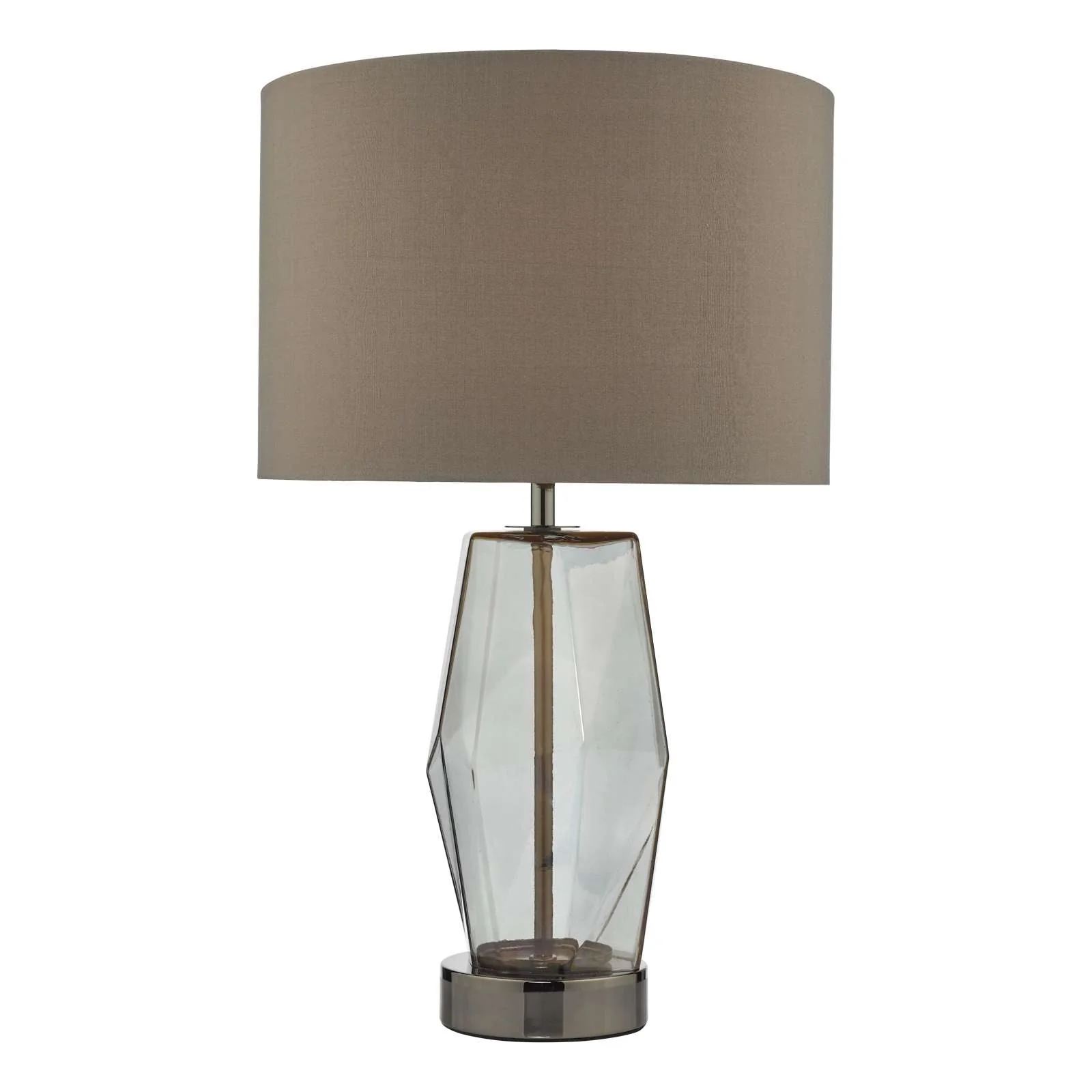 Mubina Touch Table Lamp Black Chrome Smoked Glass With Shade E27
