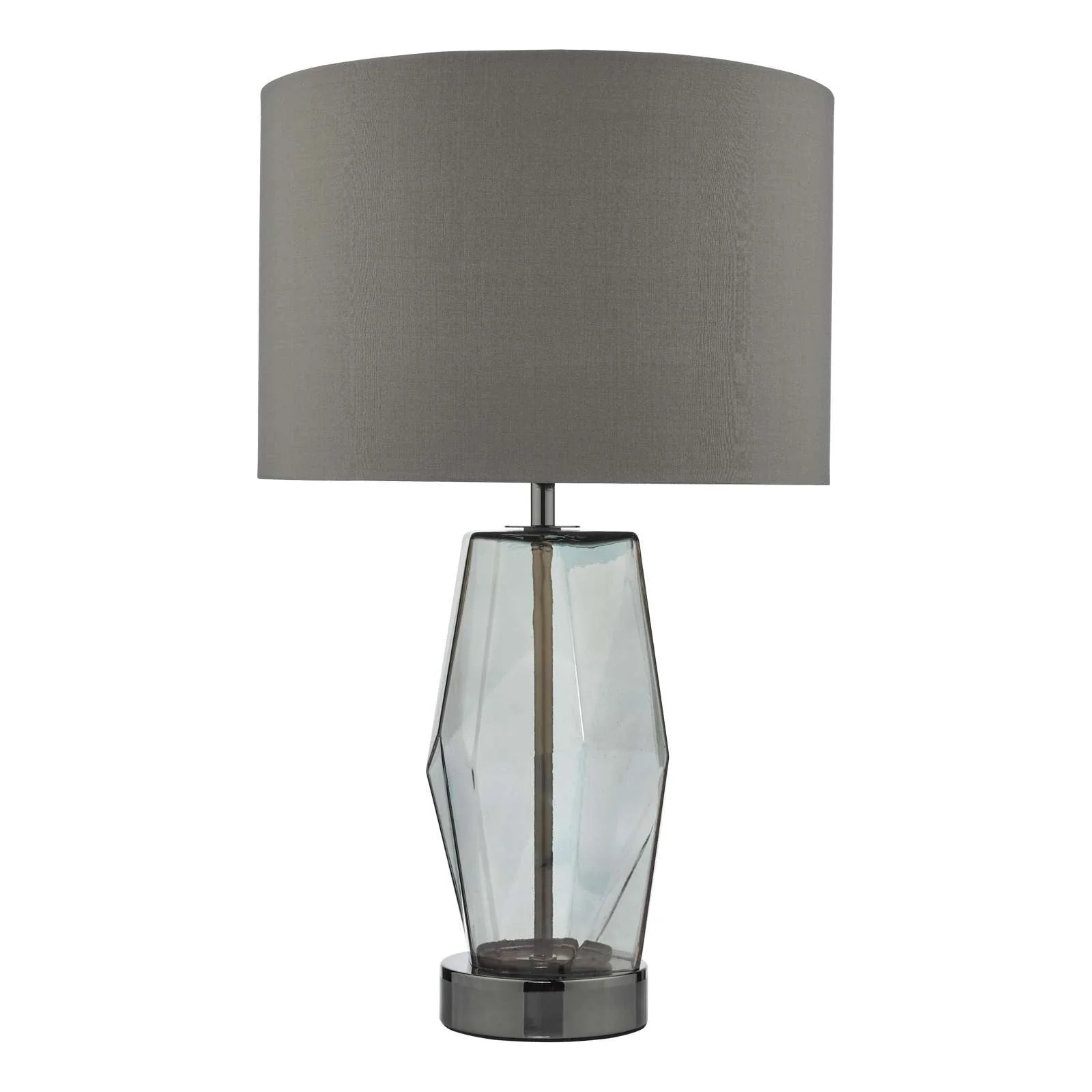 Mubina Touch Table Lamp Black Chrome Smoked Glass With Shade E27 - Image 2