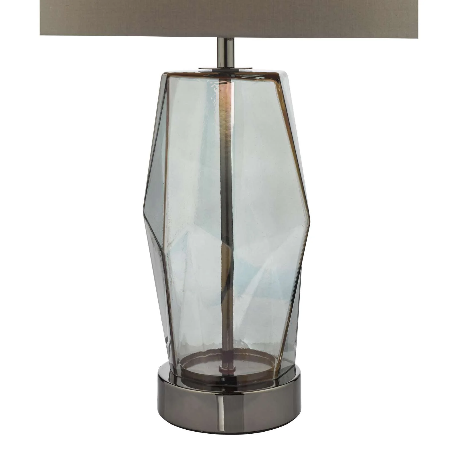 Mubina Touch Table Lamp Black Chrome Smoked Glass With Shade E27 - Image 3