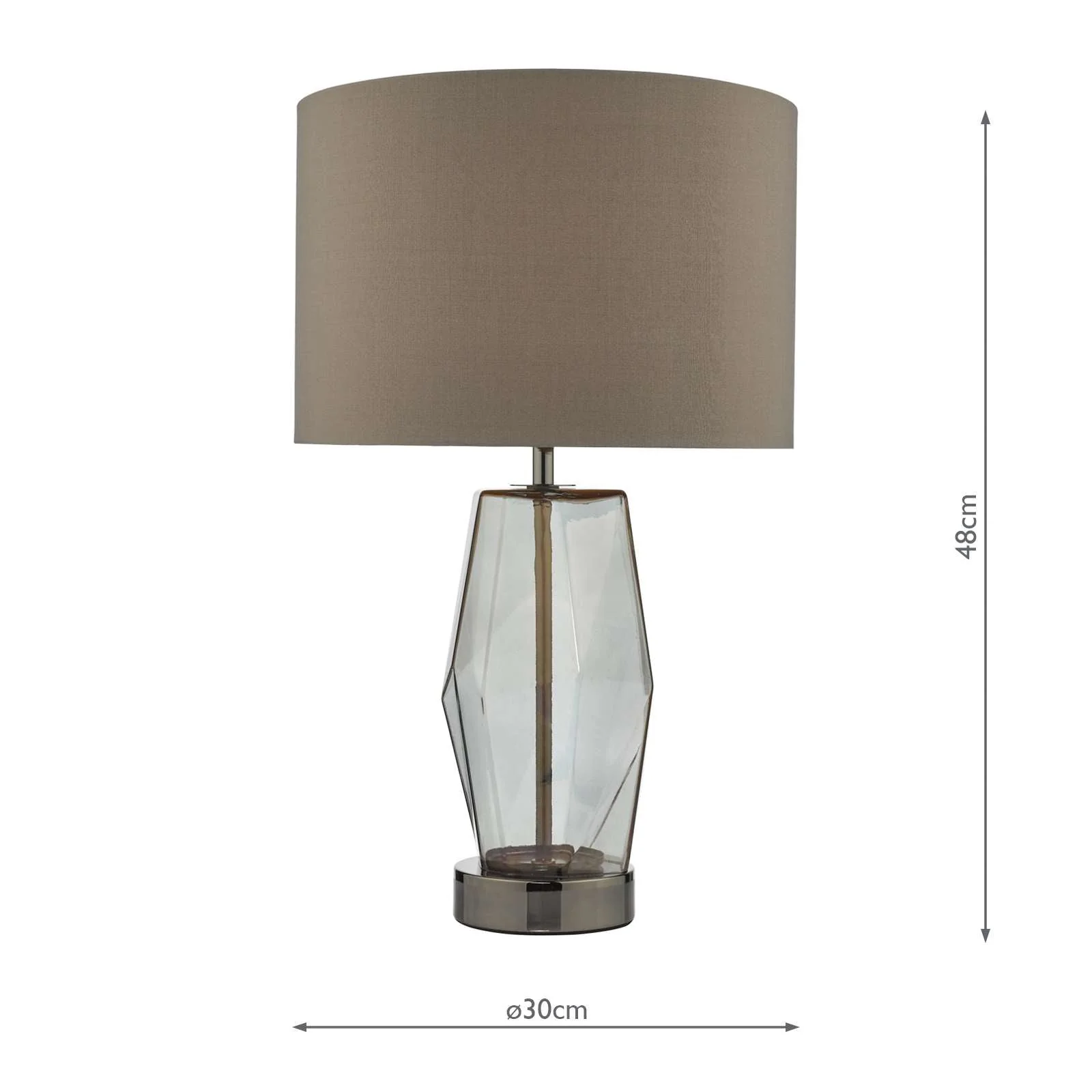 Mubina Touch Table Lamp Black Chrome Smoked Glass With Shade E27 - Image 6