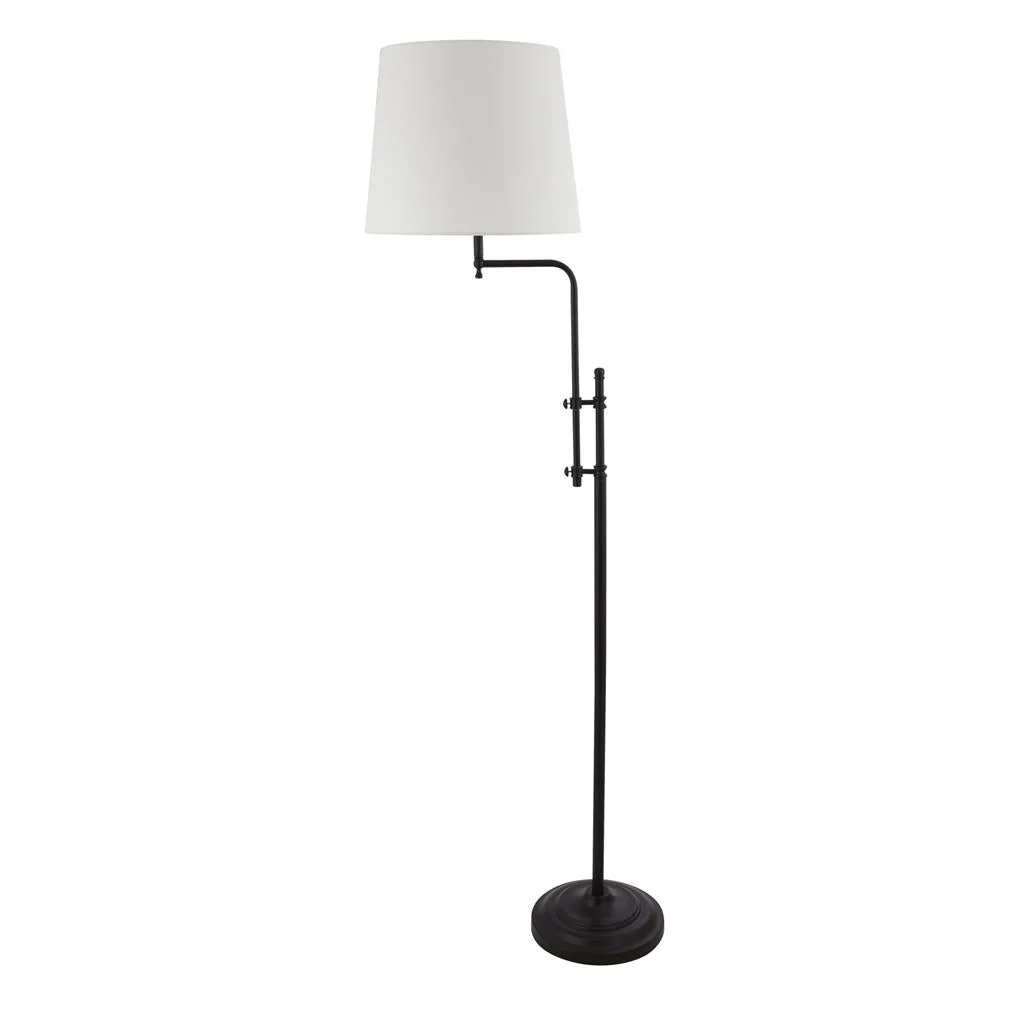 Munich Floor Lamp - Matt Black Metal & Natural Linen Shade E27 - Image 2