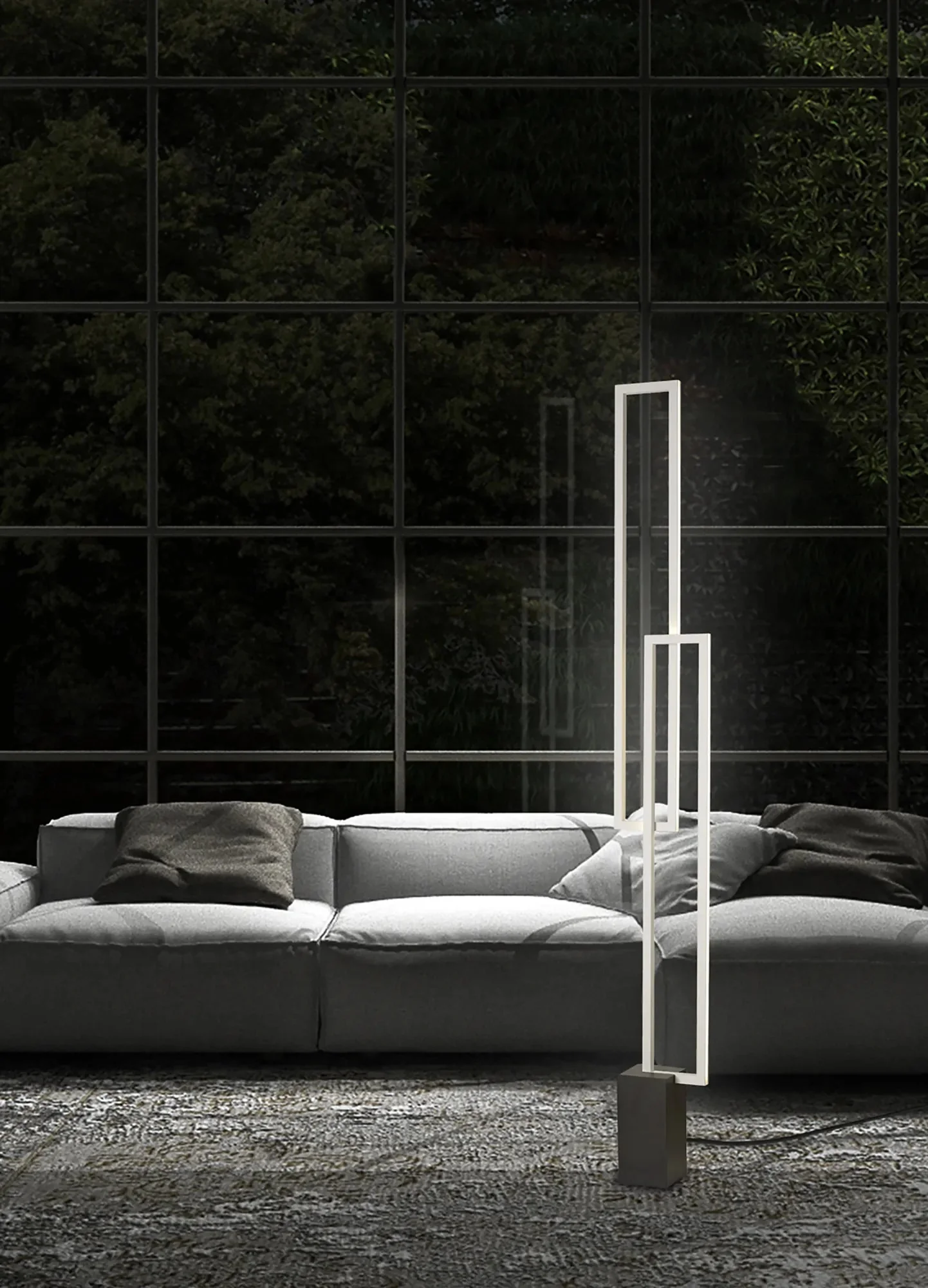 Mural Floor Lamp Matt White & Black - Image 4
