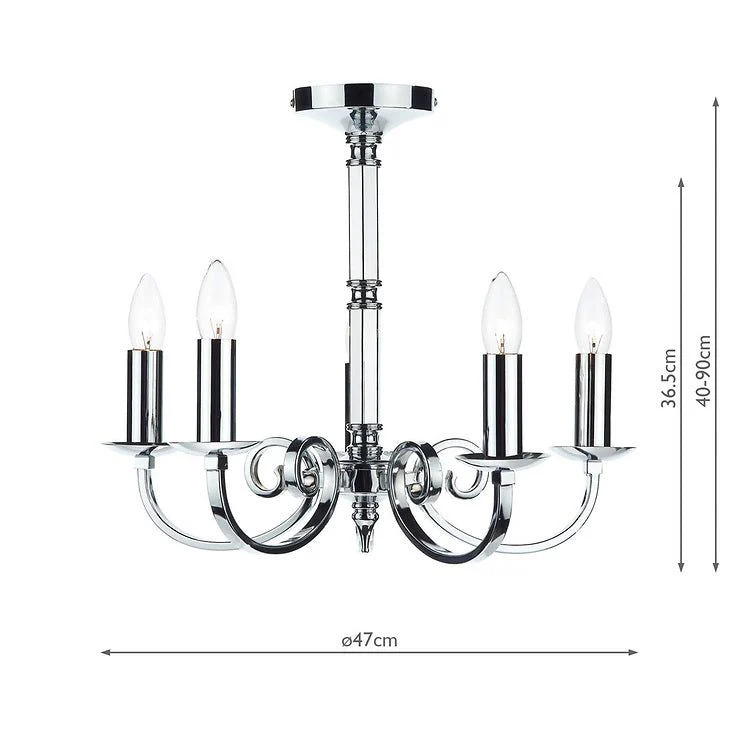 Murray 5/8Lt Centre Ceiling Dual Mount Light - Antique Brass/Polished Chrome - Image 13