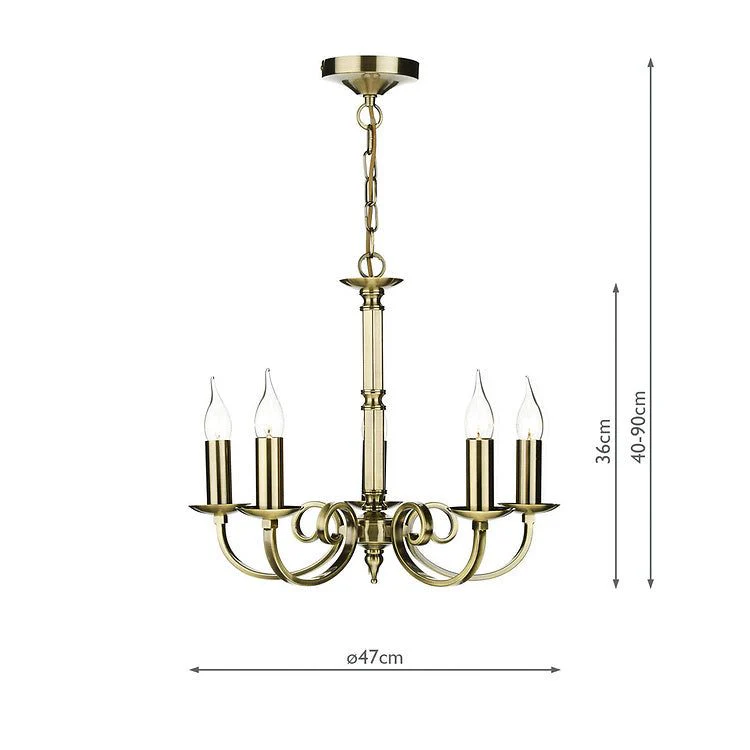 Murray 5/8Lt Centre Ceiling Dual Mount Light - Antique Brass/Polished Chrome - Image 4
