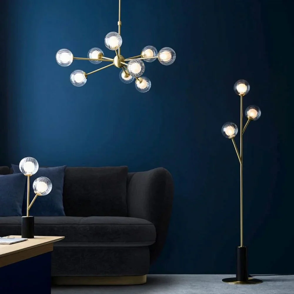 Muscovy 9Lt Multi-Arm Pendants - Satin Brass - Image 4