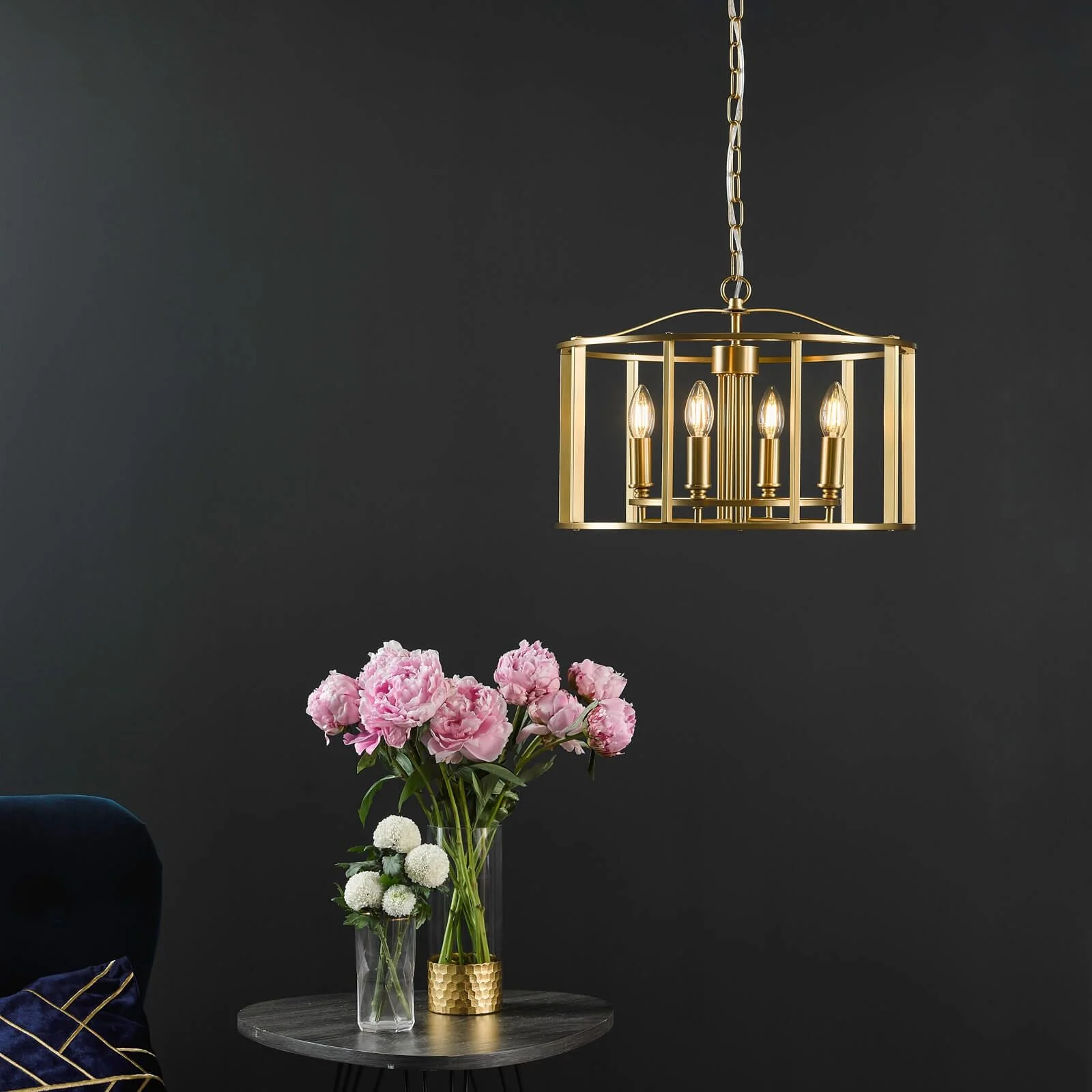 Myka 4/6Lt Centre Ceiling Light - Polished Chrome & Brushed Bronze Finish - Image 14