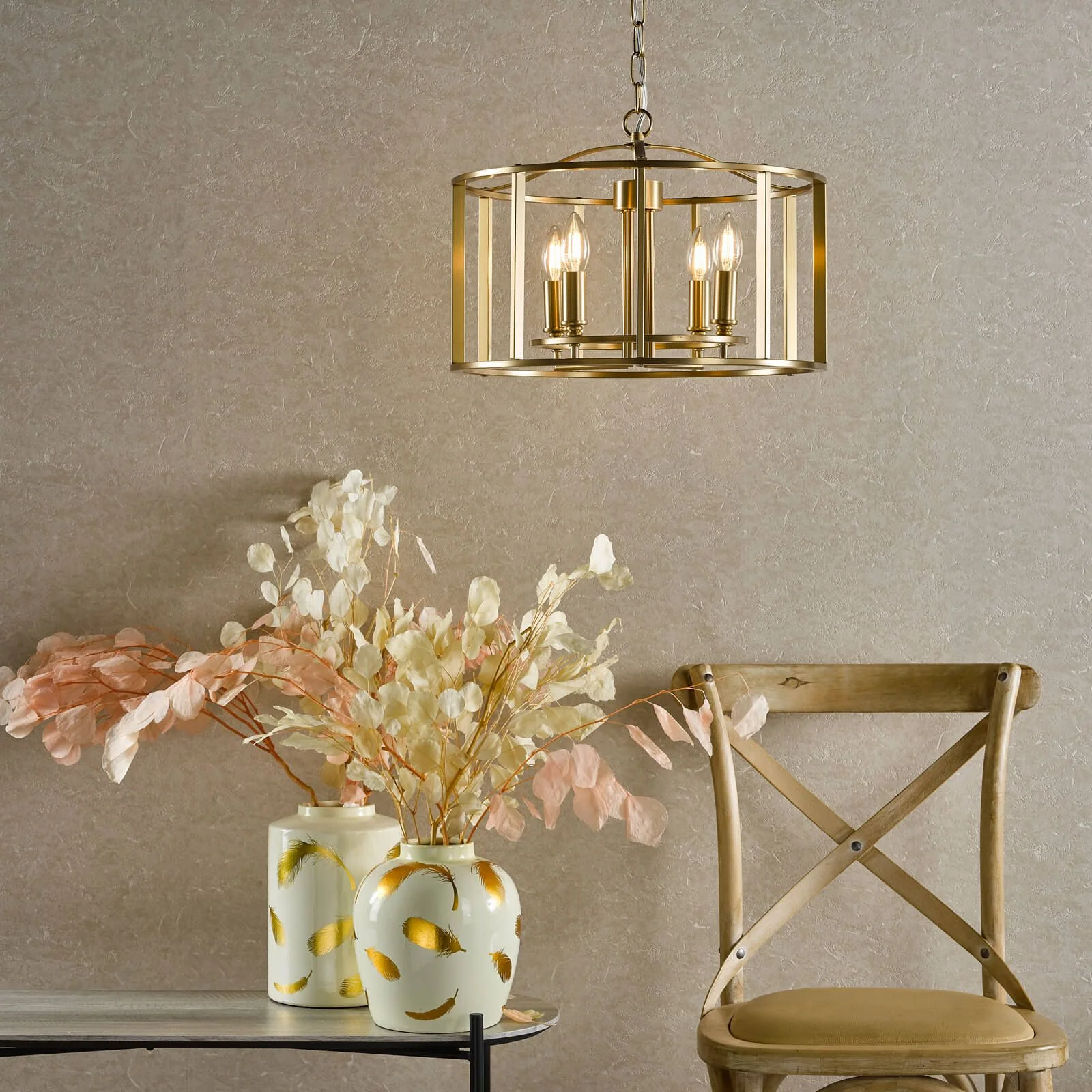 Myka 4/6Lt Centre Ceiling Light - Polished Chrome & Brushed Bronze Finish - Image 15