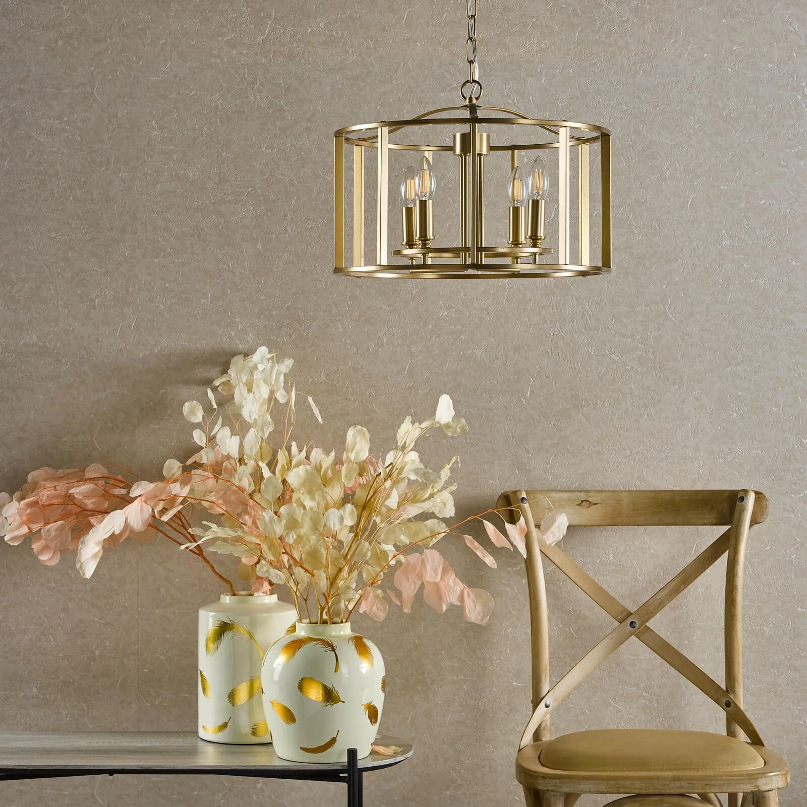 Myka 4/6Lt Centre Ceiling Light - Polished Chrome & Brushed Bronze Finish - Image 16