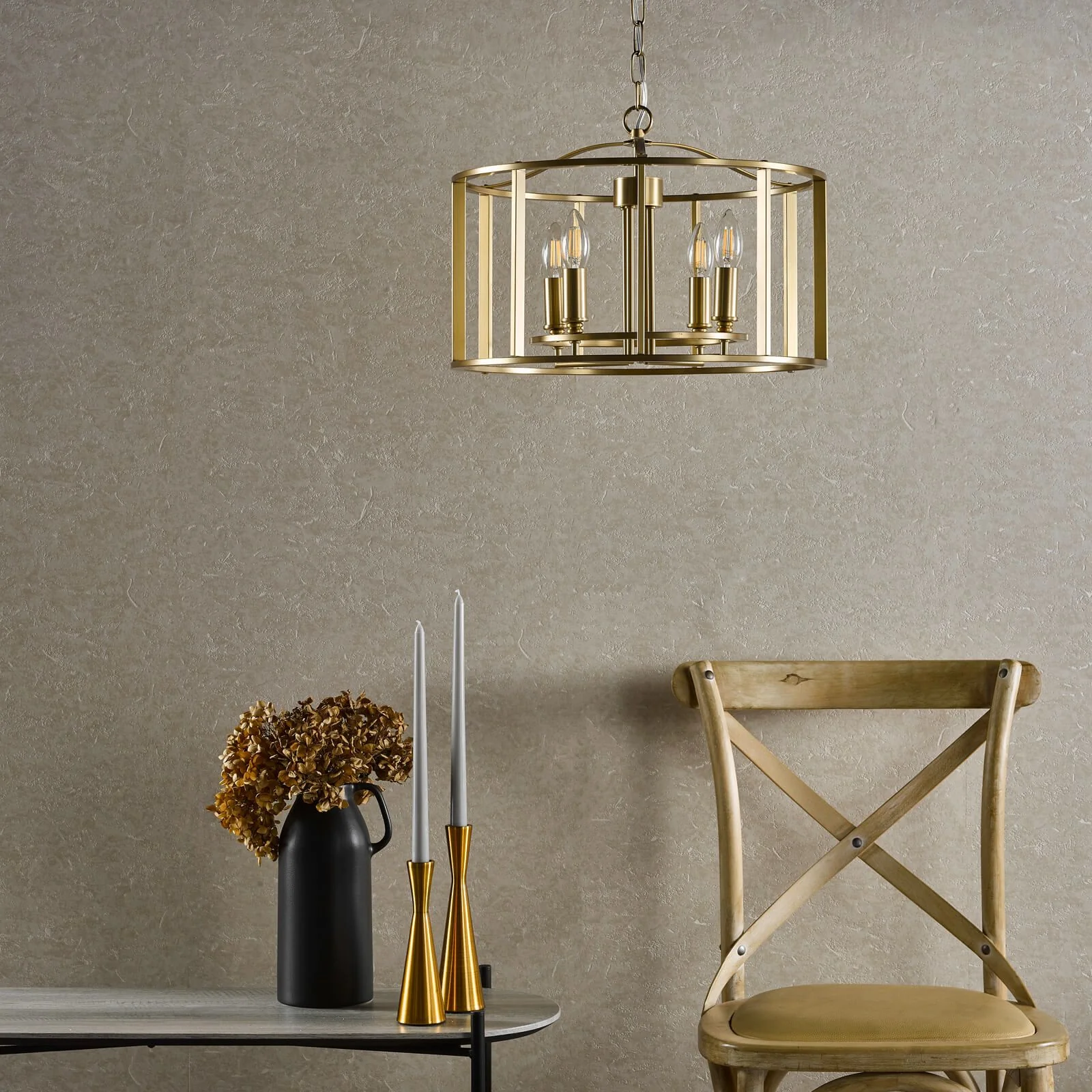 Myka 4/6Lt Centre Ceiling Light - Polished Chrome & Brushed Bronze Finish - Image 17