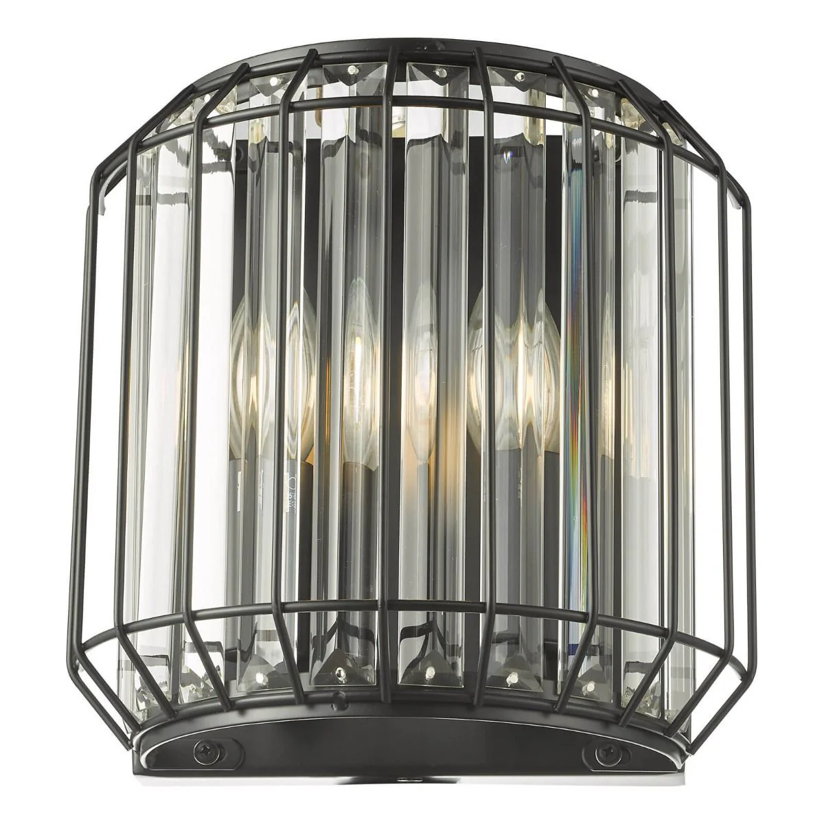 Naeva 2Lt Pendant Wall Light - Matt Black & Crystal Finish, IP20