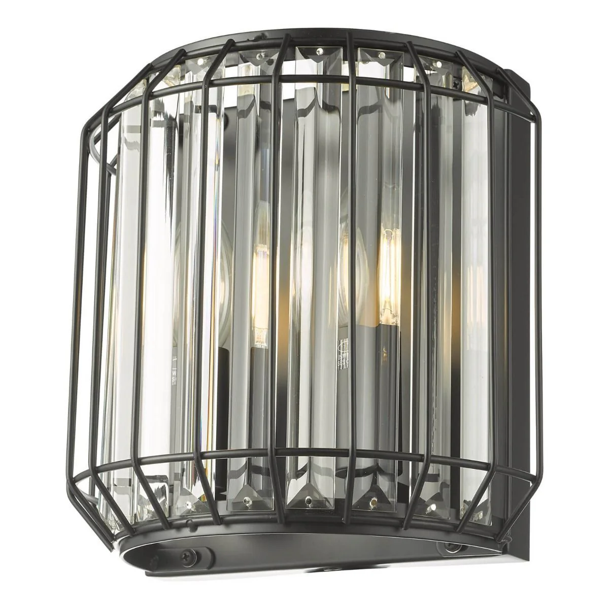 Naeva 2Lt Pendant Wall Light - Matt Black & Crystal Finish, IP20 - Image 2