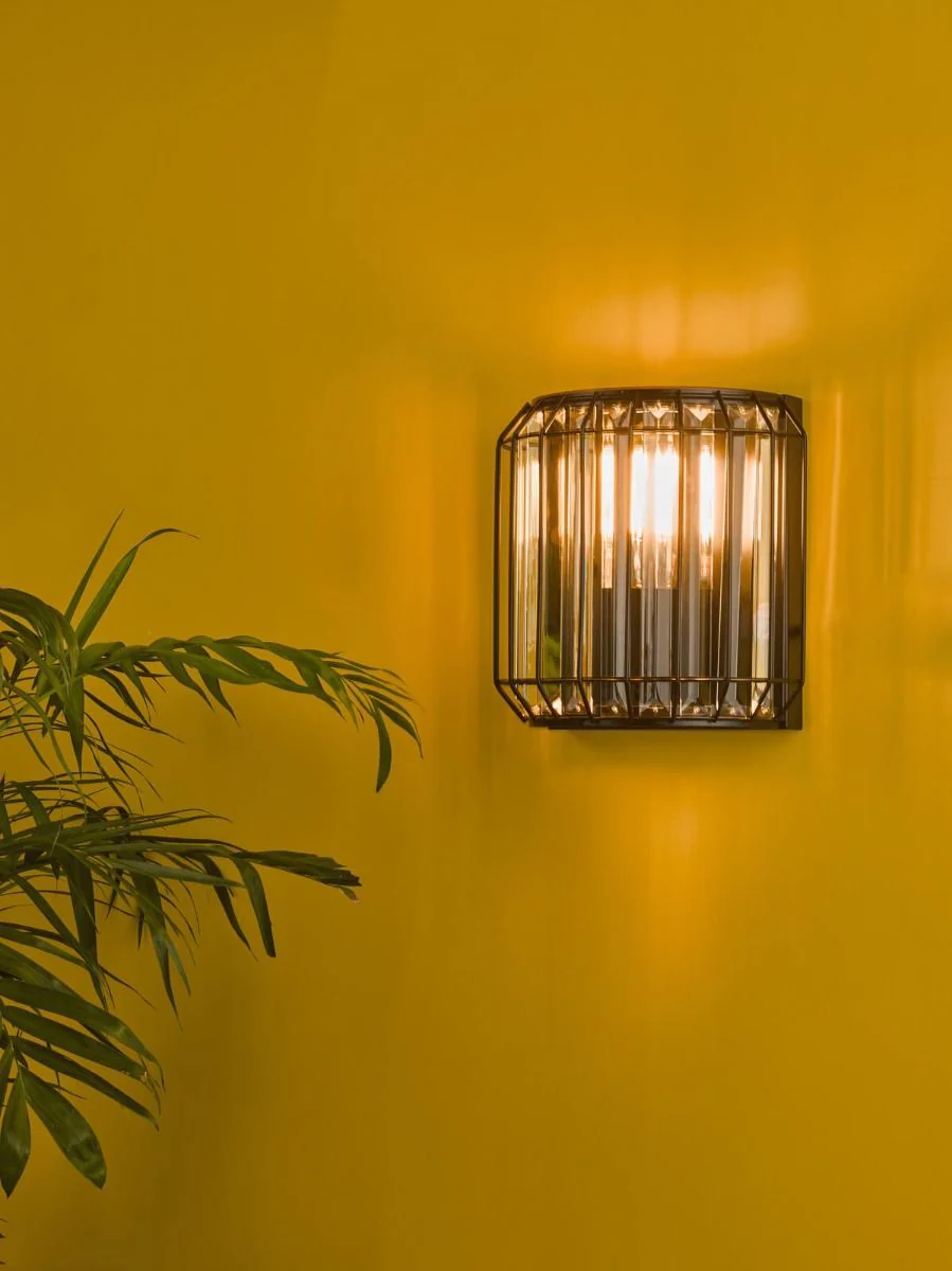 Naeva 2Lt Pendant Wall Light - Matt Black & Crystal Finish, IP20 - Image 3