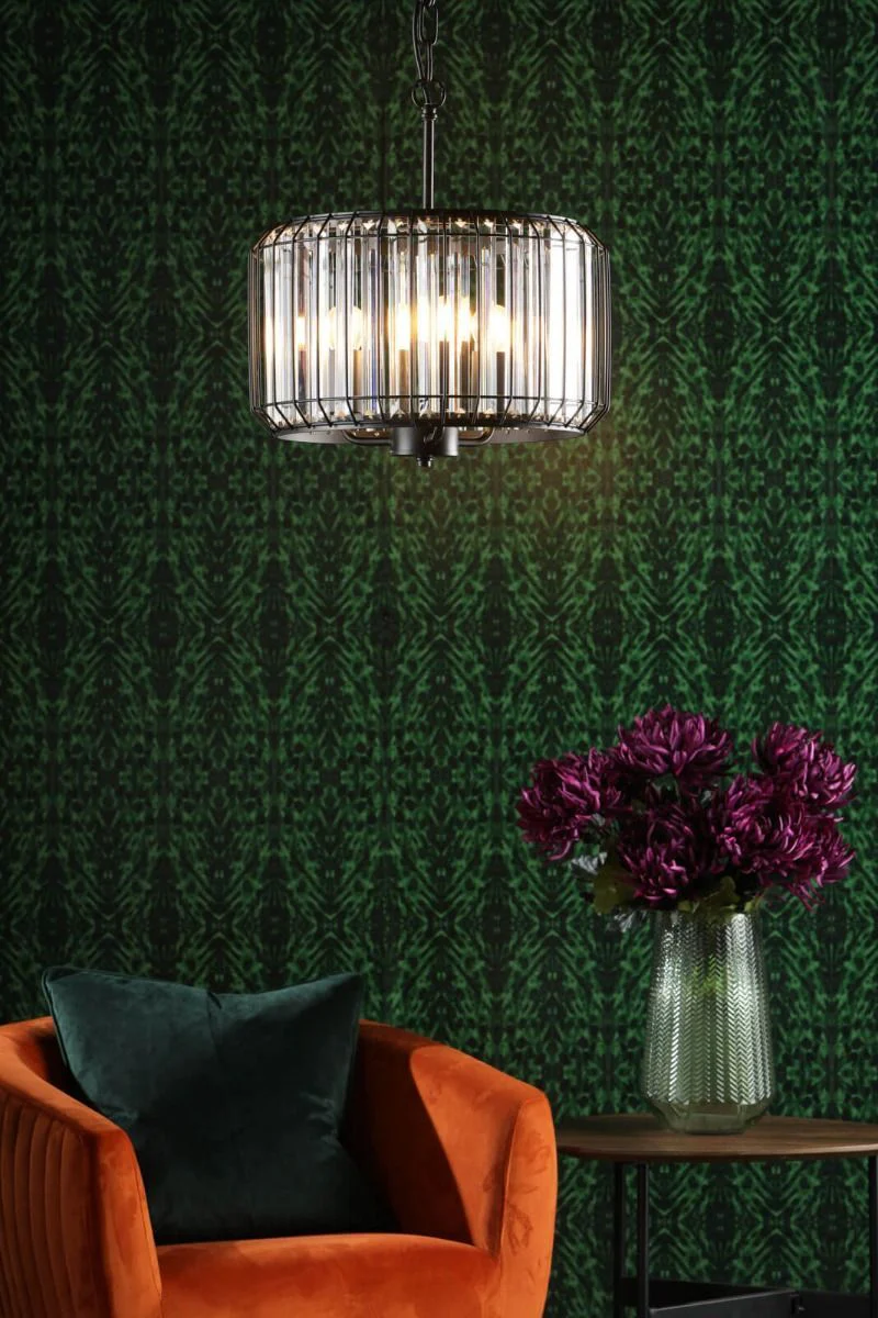 Naeva 3/4Lt Crystal Ceiling Light - Satin Black & Crystal Finish, IP20 - Image 3
