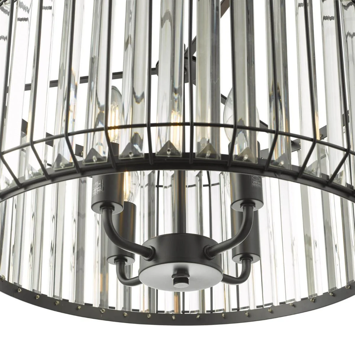 Naeva 3/4Lt Crystal Ceiling Light - Satin Black & Crystal Finish, IP20 - Image 6
