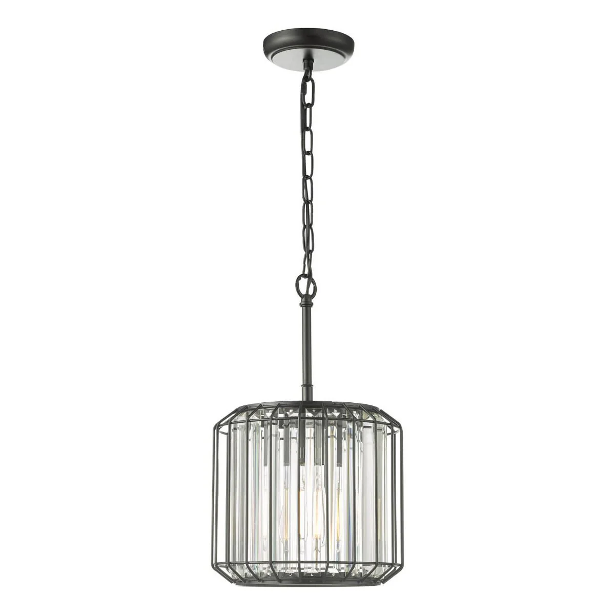 Naeva Single Pendant Ceiling Light - Satin Black & Crystal Finish, IP20