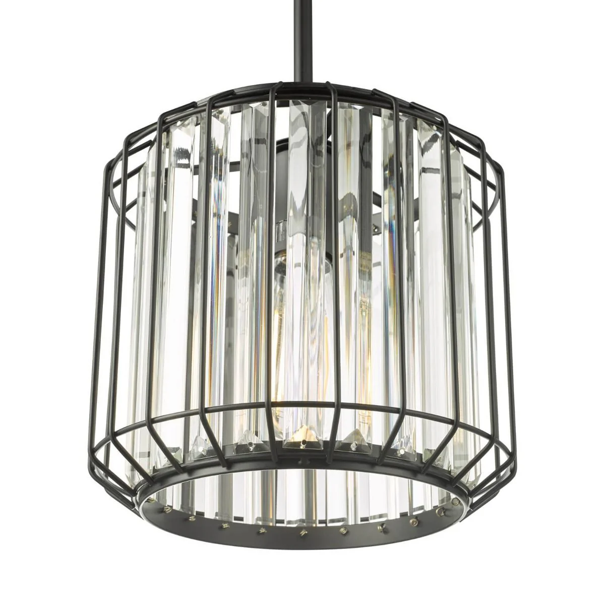 Naeva Single Pendant Ceiling Light - Satin Black & Crystal Finish, IP20 - Image 2