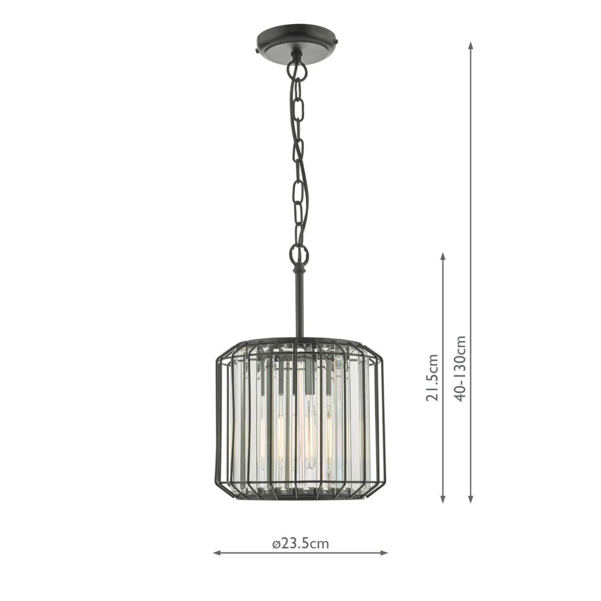 Naeva Single Pendant Ceiling Light - Satin Black & Crystal Finish, IP20 - Image 4