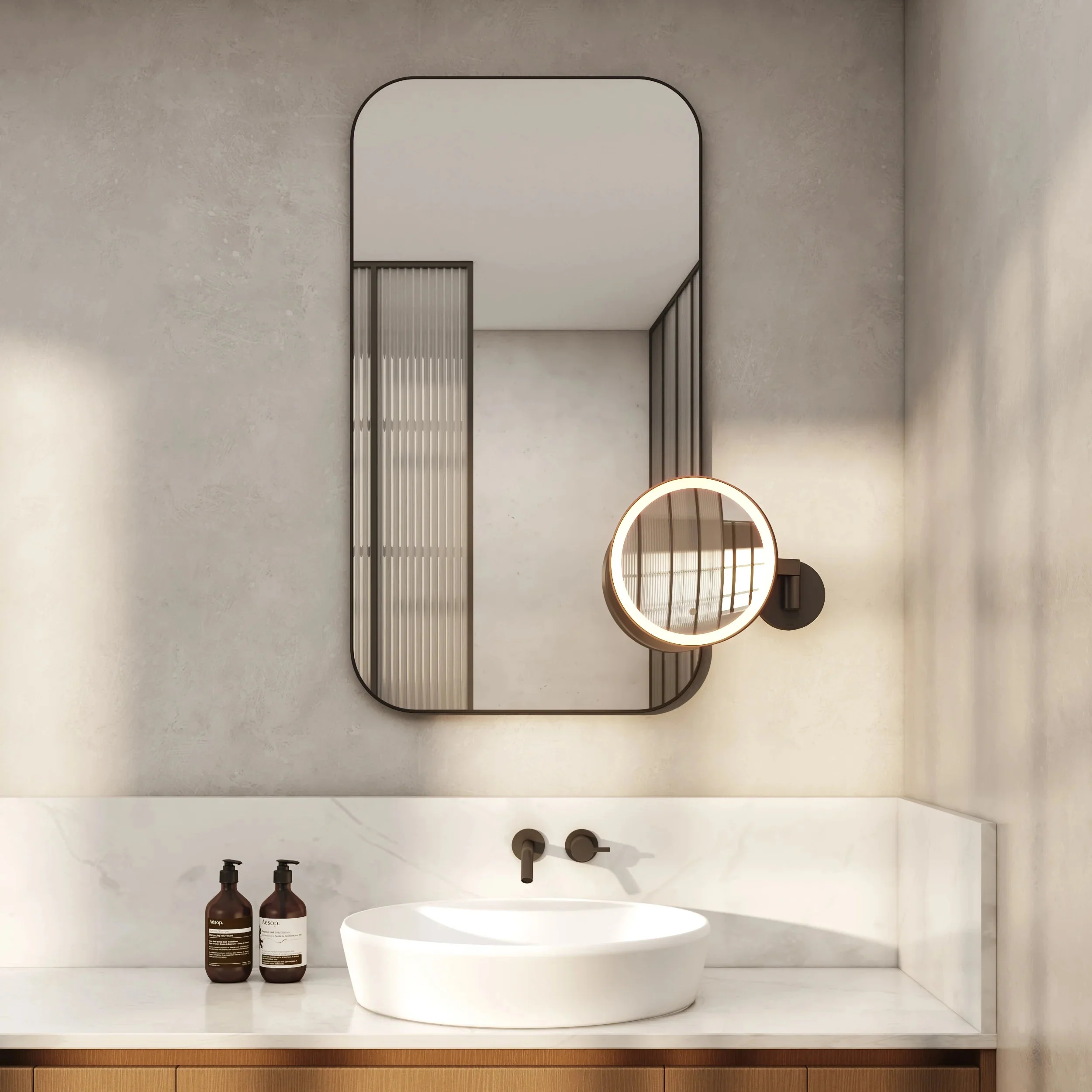 Nagoya Bathroom Mirror- Polished Chrome/ Black - Image 13
