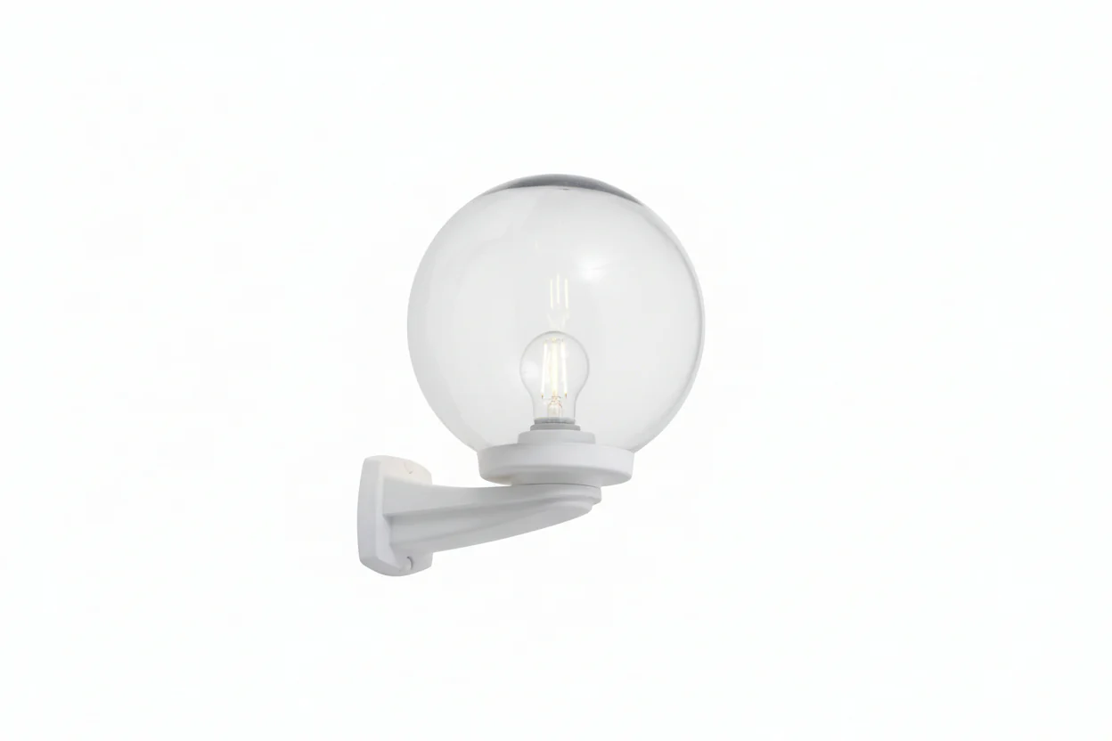 Nardo G250 Black/Grey Globe Wall Light IP55 - Opal/Clear - Image 3
