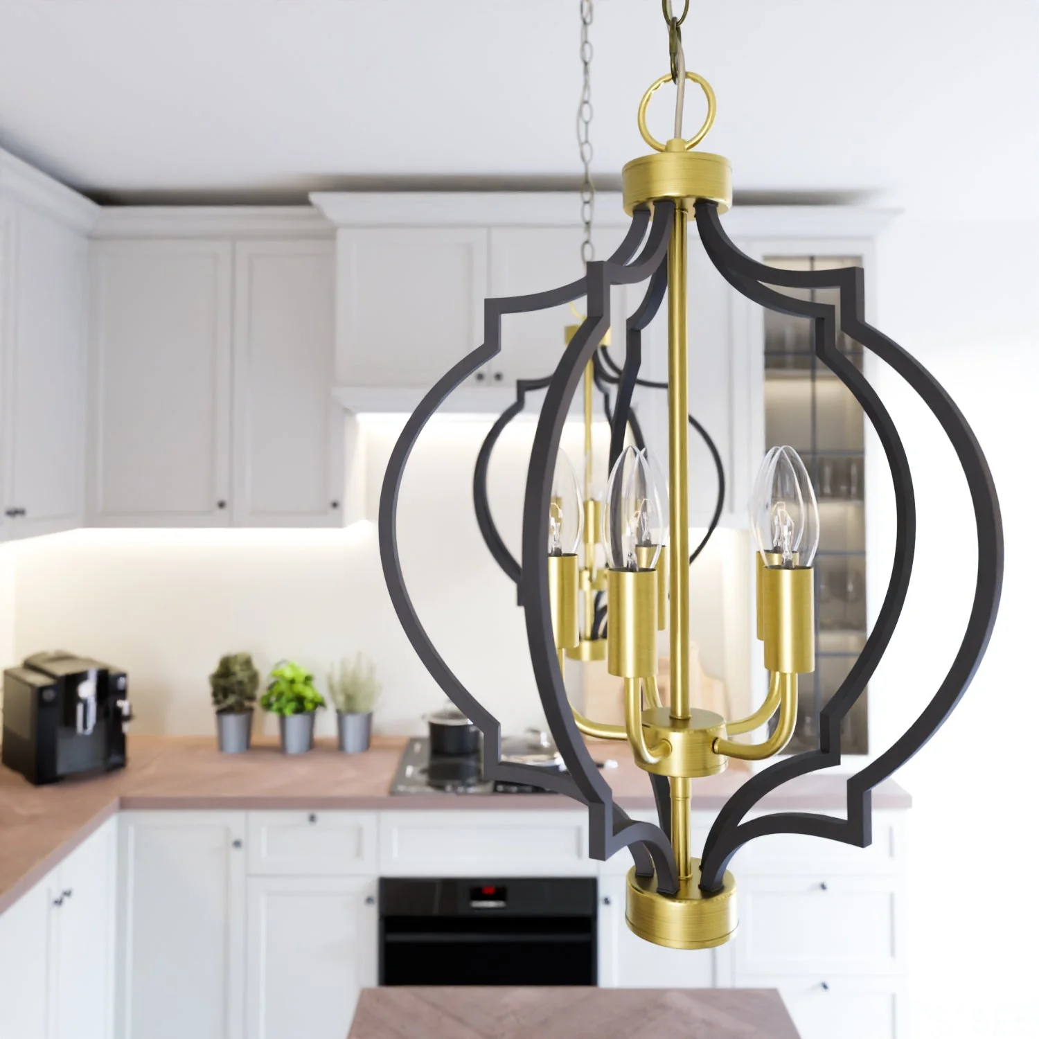 Nashville 5Lt Centre Ceiling Light - Gold & Black Finish - Image 4