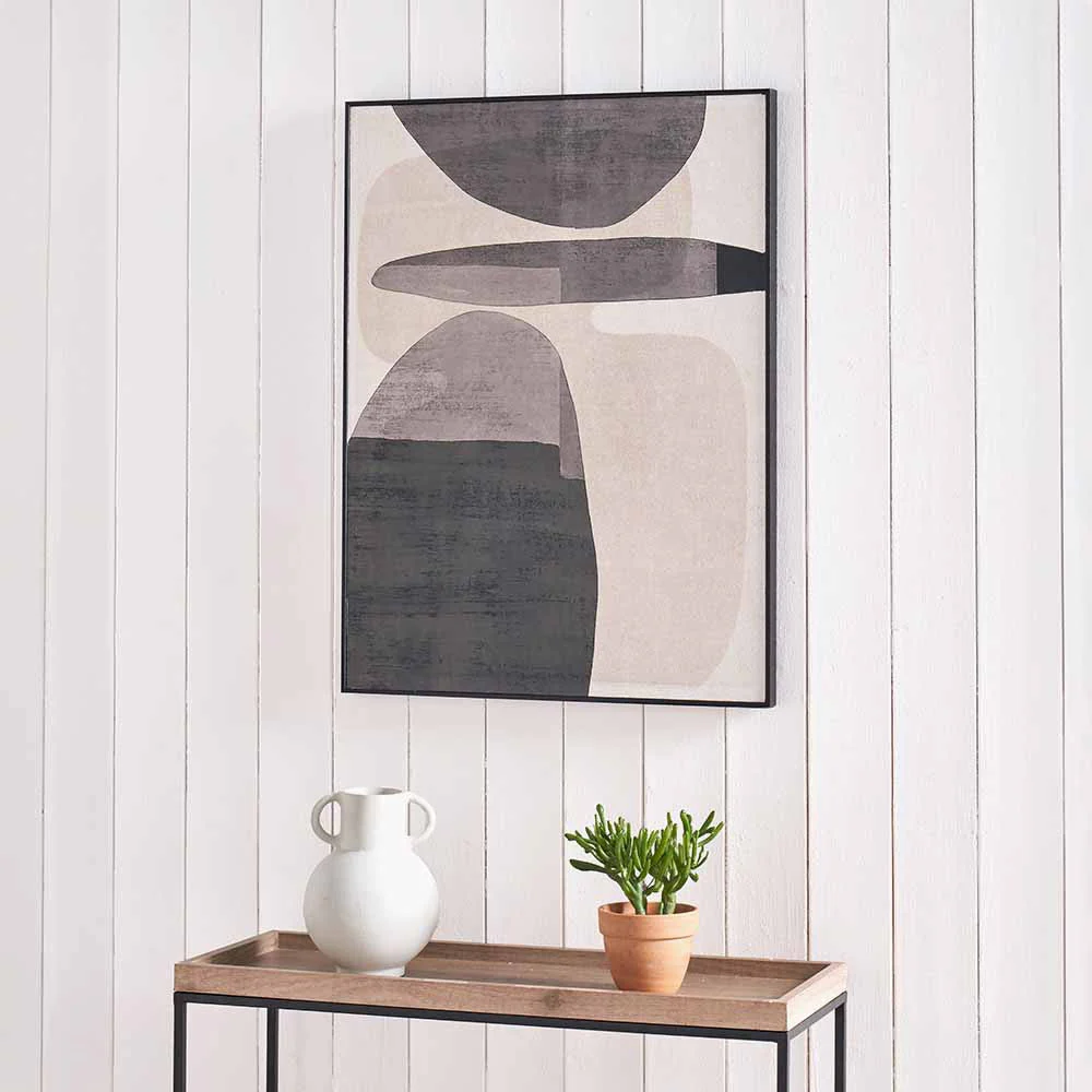 Natural and Black Canvas with Ovals Design and Black Frame - Image 5