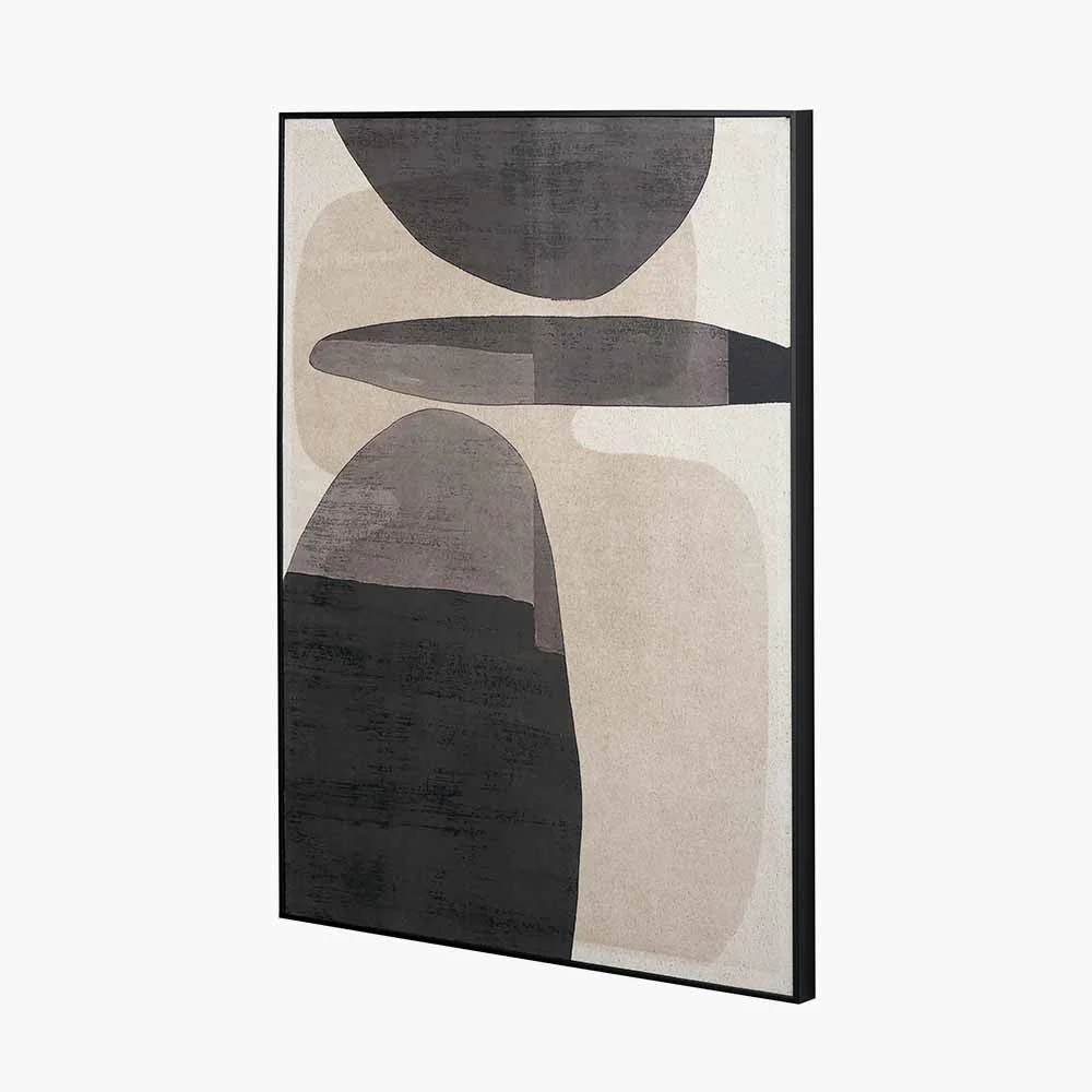 Natural and Black Canvas with Ovals Design and Black Frame - Image 6