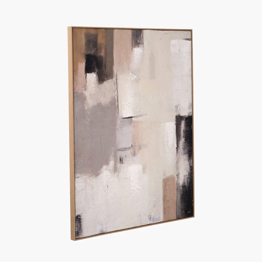 Natural and Grey Textured Abstract Canvas with Natural Frame - Image 6