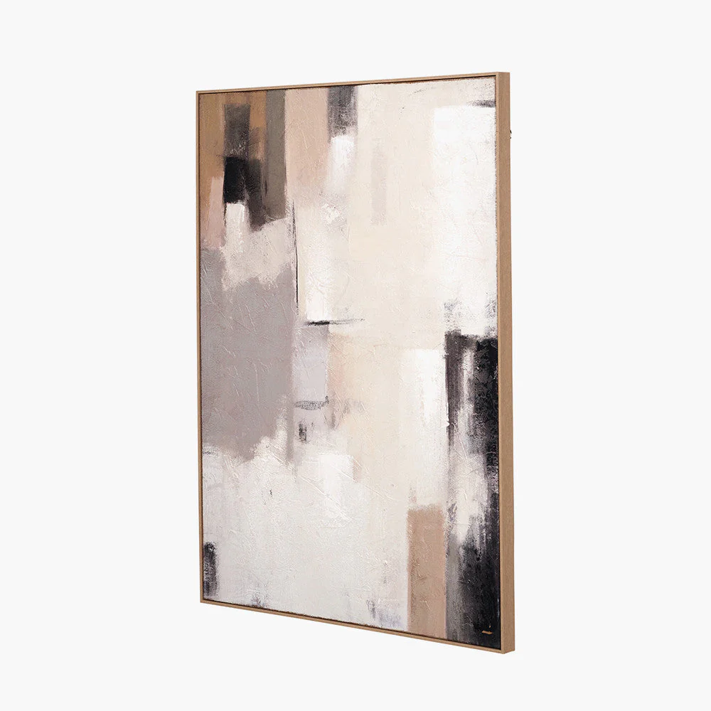 Natural and Grey Textured Abstract Canvas with Natural Frame - Image 7